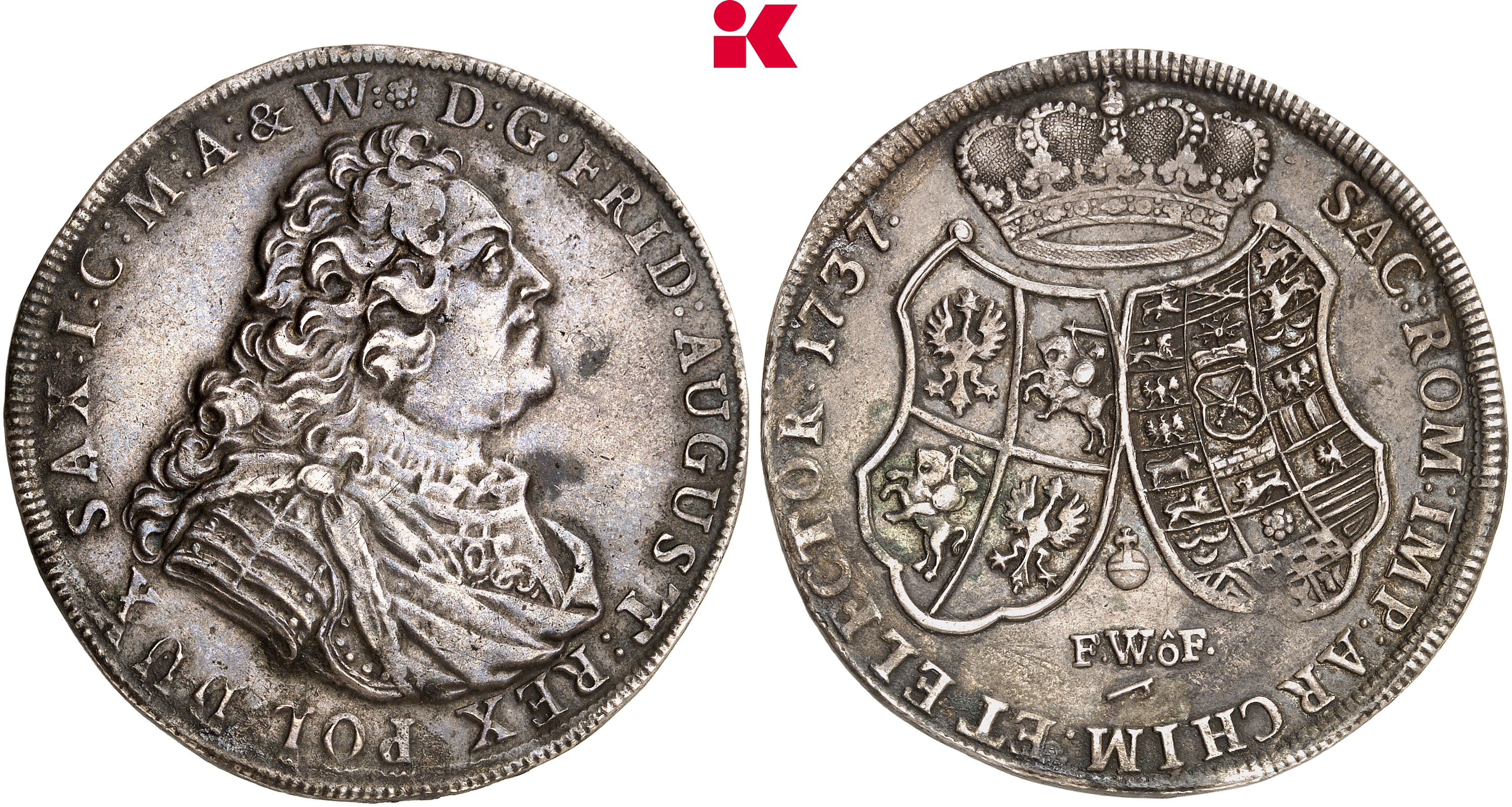 SACHSEN Friedrich August II., 1733-1763. Reichstaler 1737, Dresden.