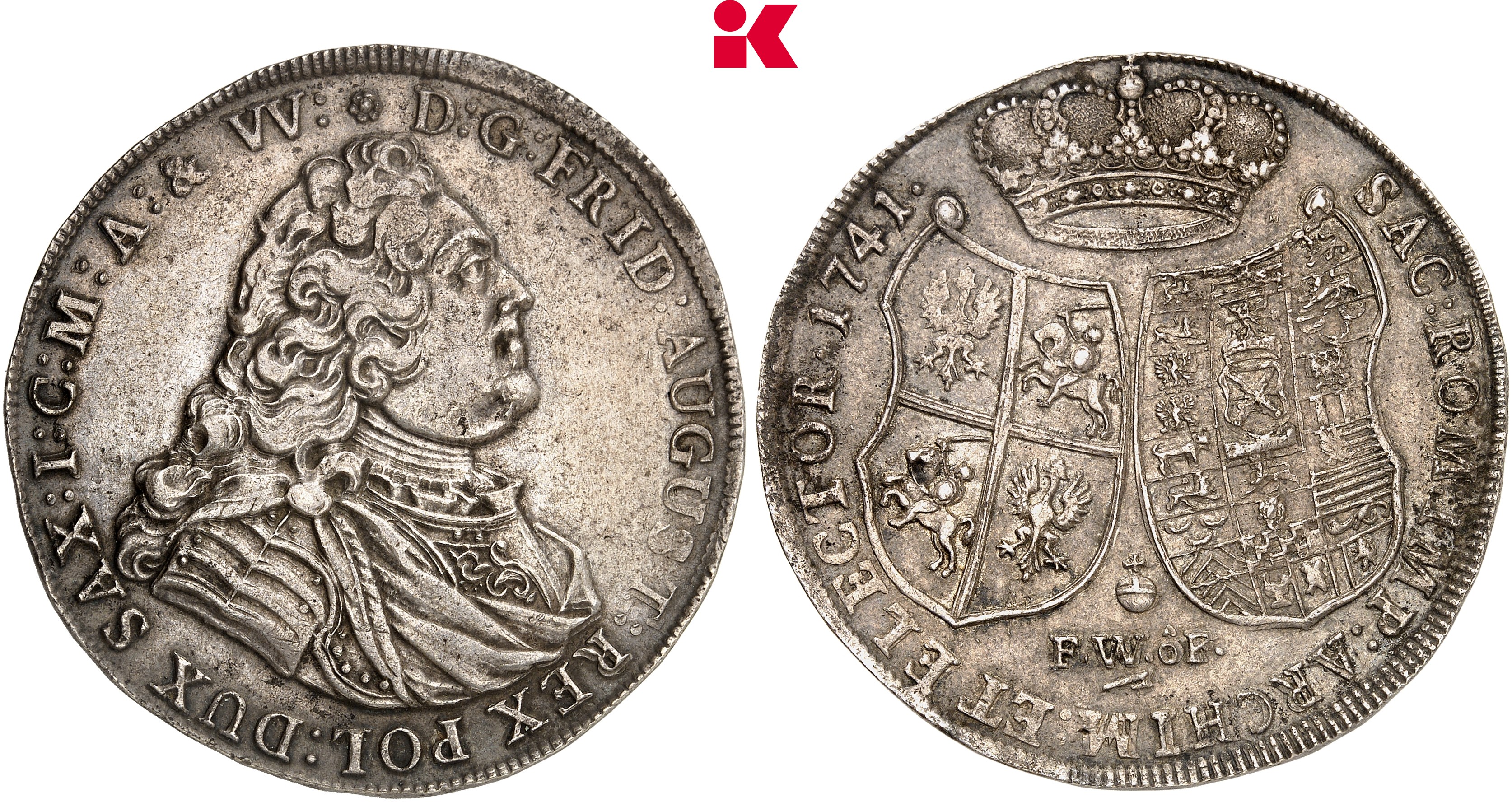 SACHSEN Friedrich August II., 1733-1763. Reichstaler 1741, Dresden.