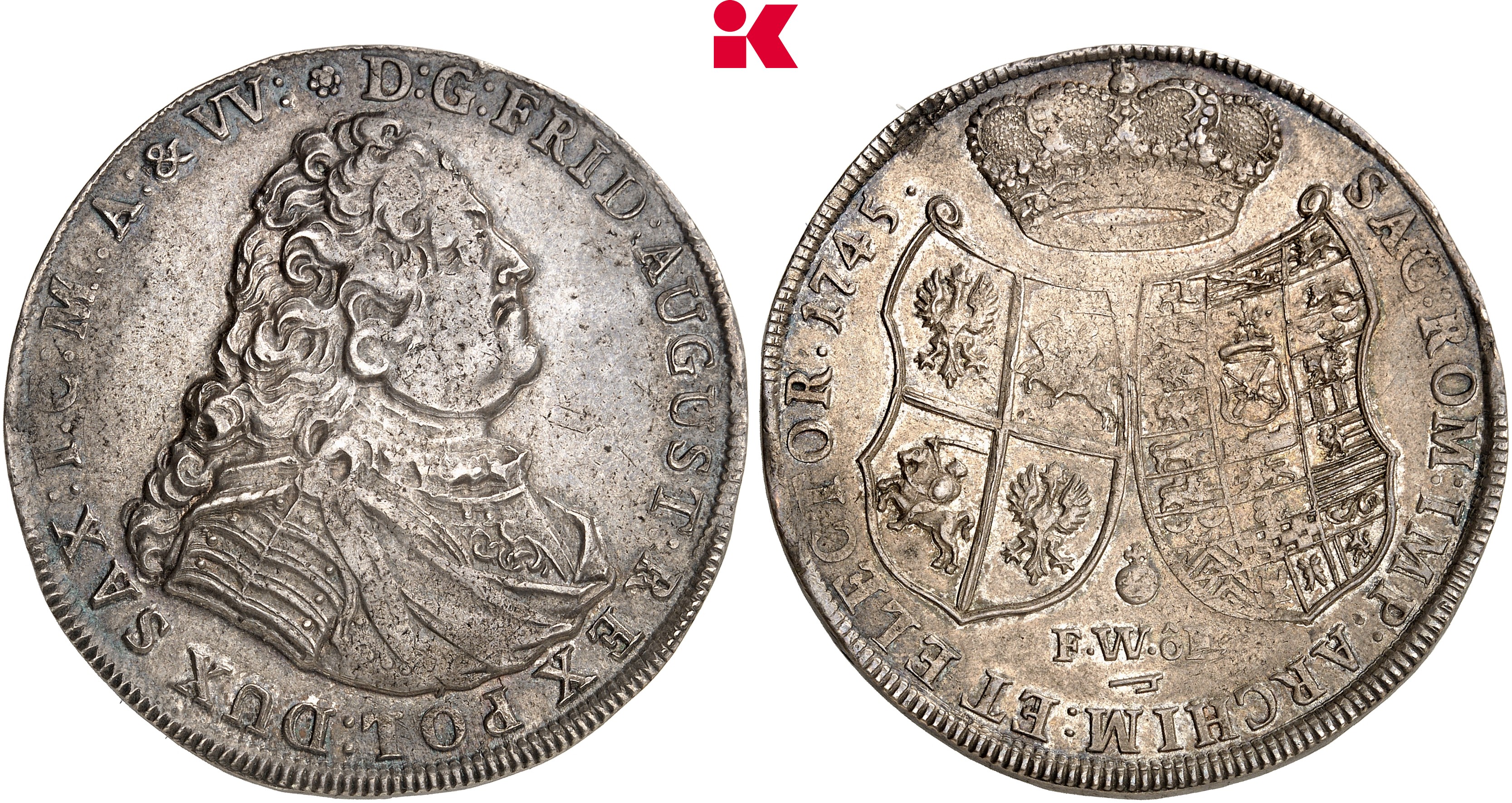 SACHSEN Friedrich August II., 1733-1763. Reichstaler 1745, Dresden.