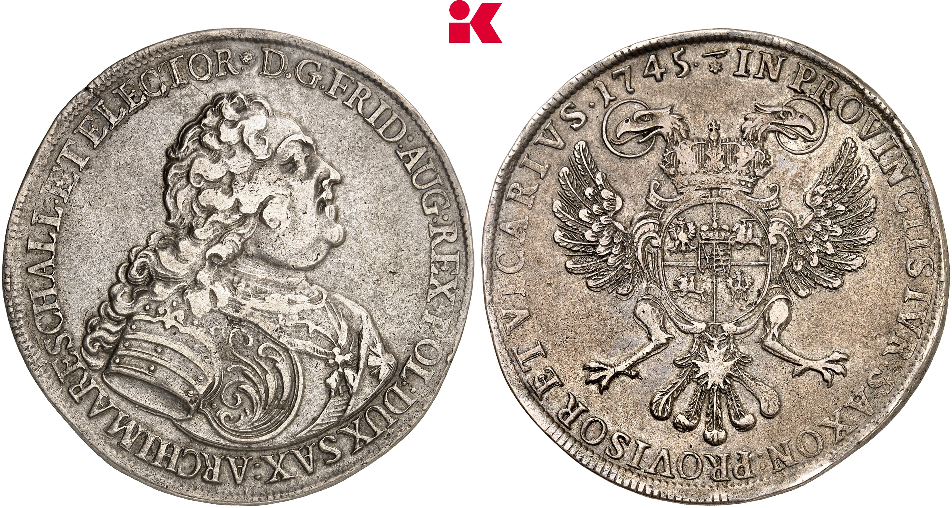 SACHSEN Friedrich August II., 1733-1763. Reichstaler 1745, Dresden,