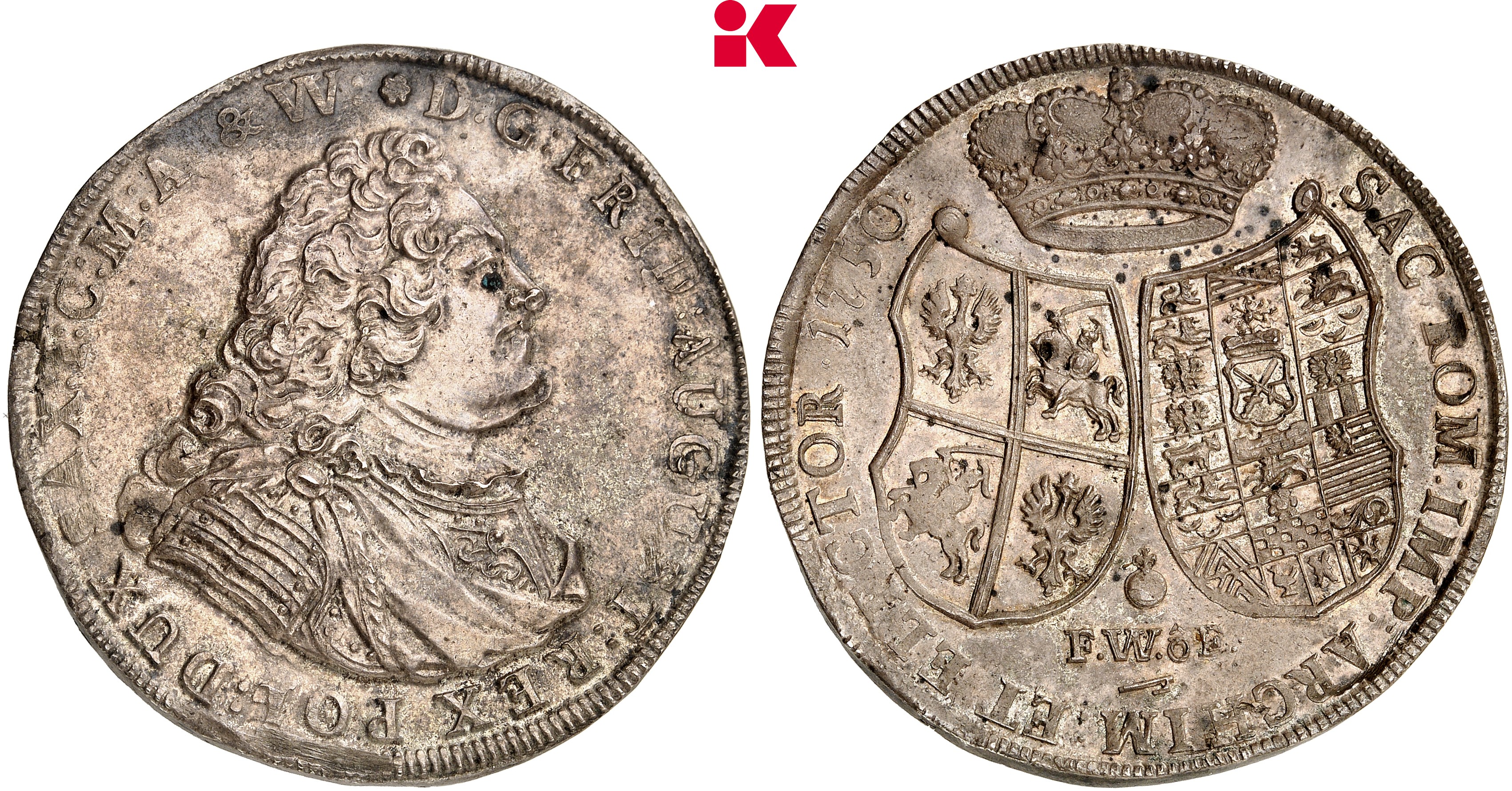 SACHSEN Friedrich August II., 1733-1763. Reichstaler 1750, Dresden.
