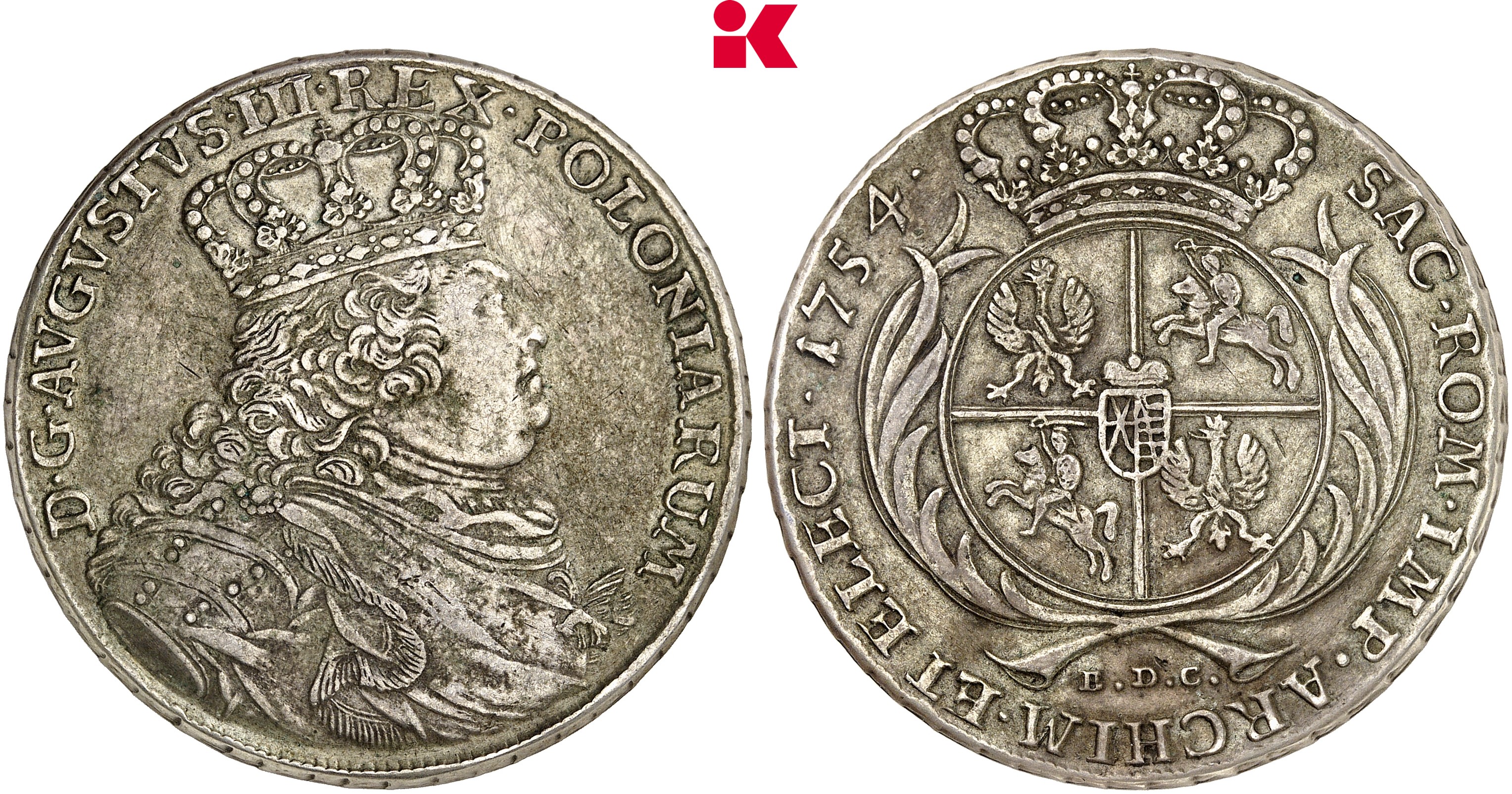 SACHSEN Friedrich August II., 1733-1763. Banco-Taler 1754, Leipzig,