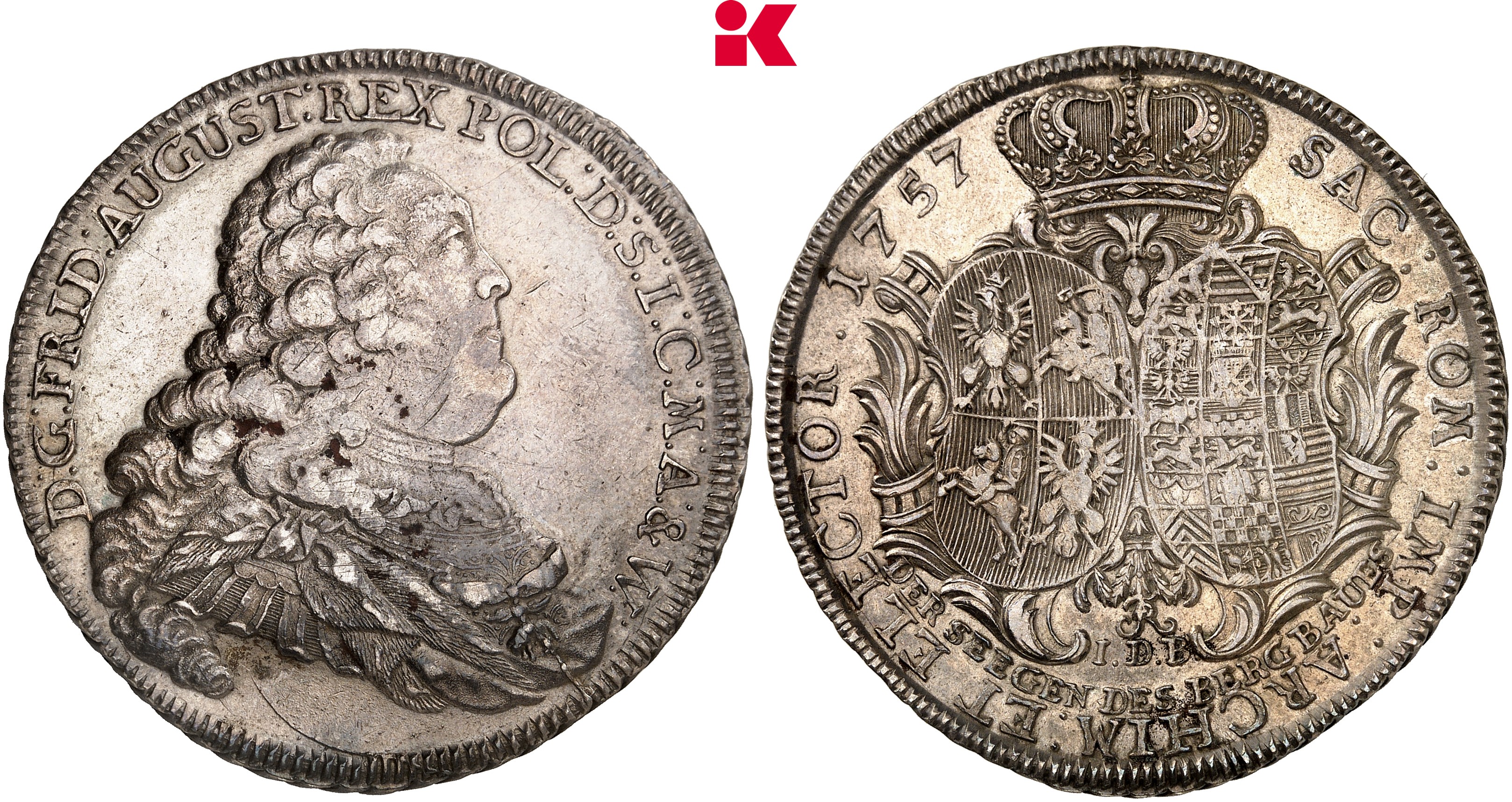 SACHSEN Friedrich August II., 1733-1763. Reichstaler 1757, Dresden.