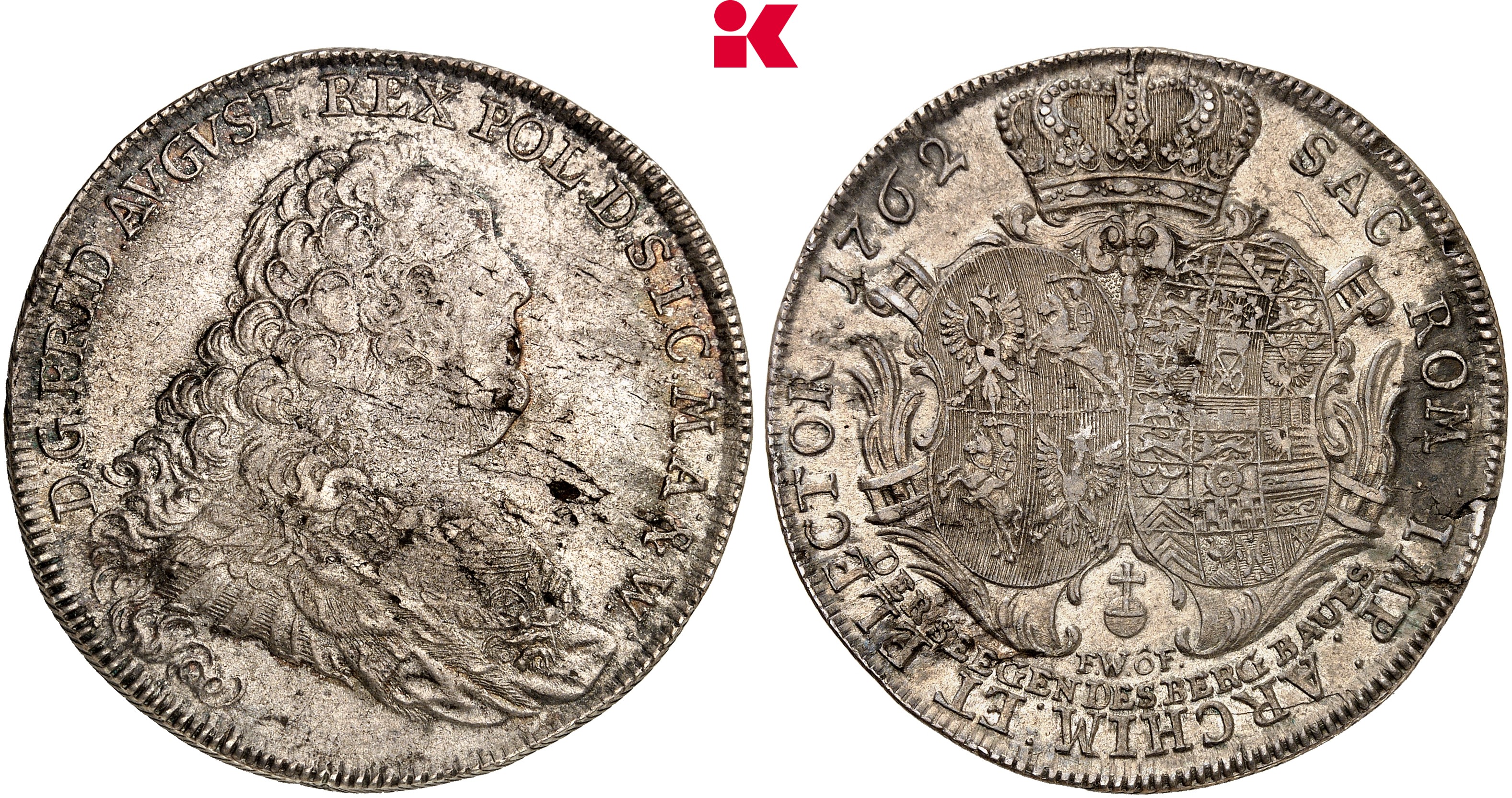 SACHSEN Friedrich August II., 1733-1763. Reichstaler 1762, Dresden.