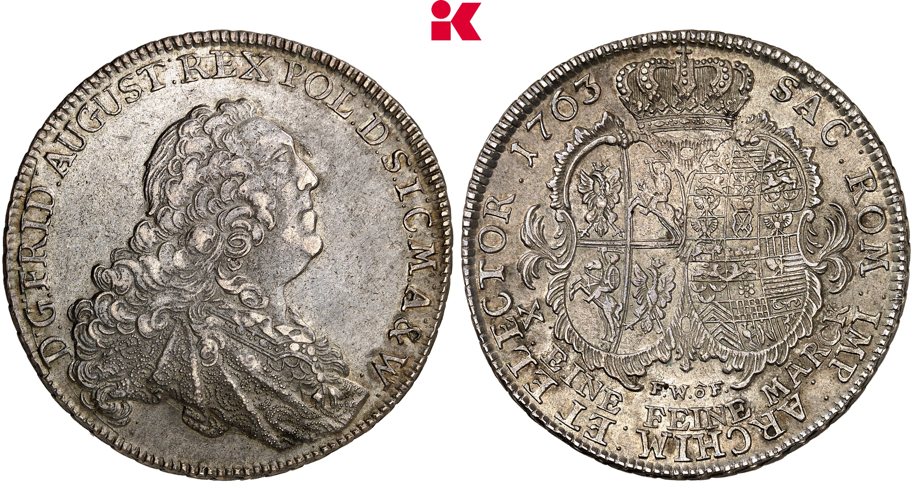 SACHSEN Friedrich August II., 1733-1763. Konv.-Taler 1763, Dresden.