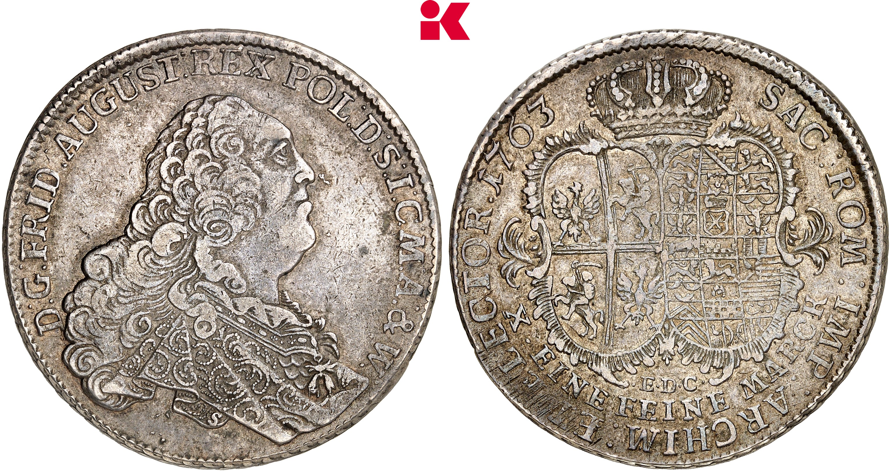 SACHSEN Friedrich August II., 1733-1763. Konv.-Taler 1763, Leipzig.