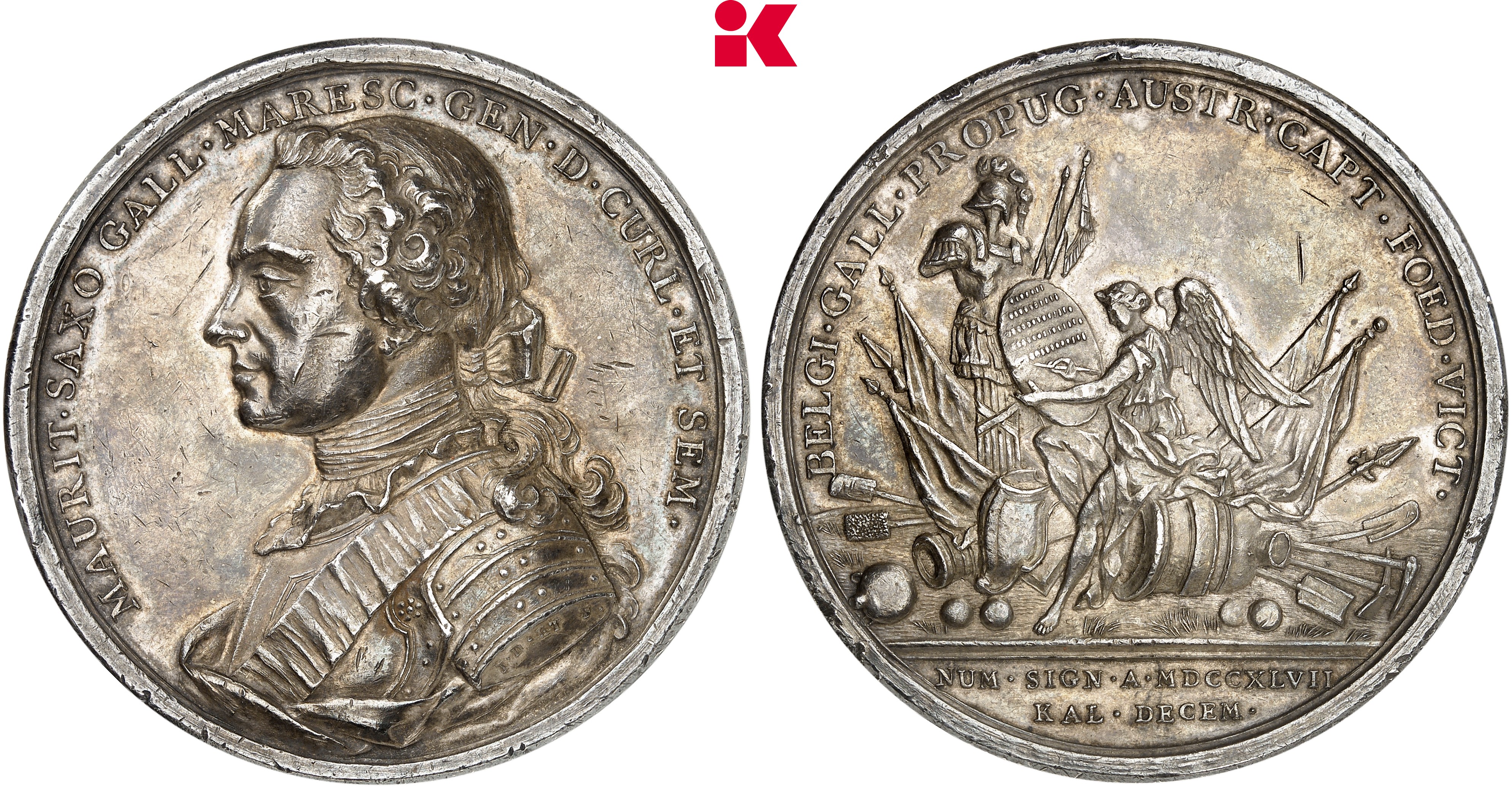 BALTIKUM KURLAND Moritz von Sachsen, 1747-1750. Silbermedaille 1747,
