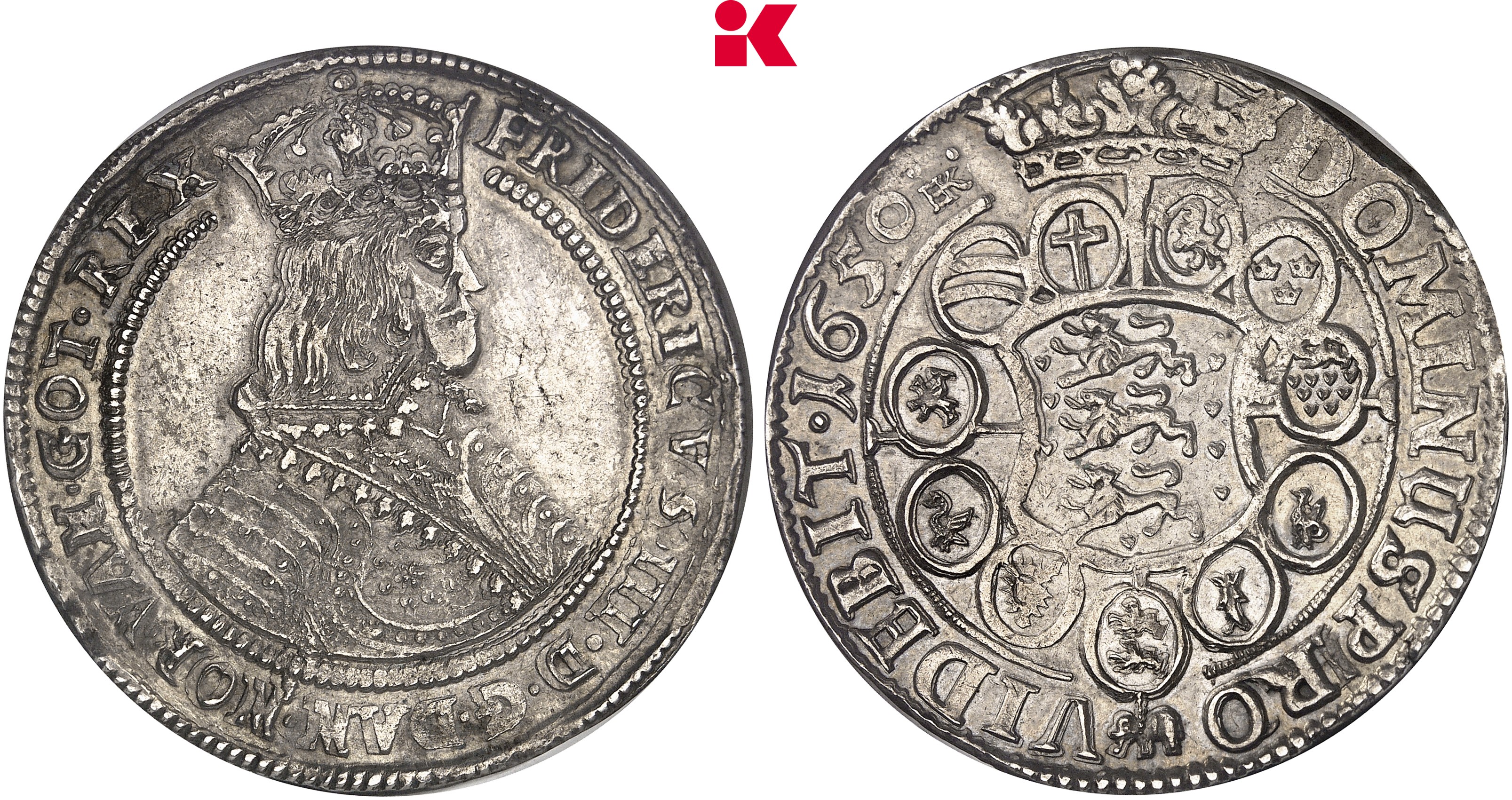 DÄNEMARK KÖNIGREICH Frederik III., 1648-1670. Speciedaler 1650, Kopenhagen.
