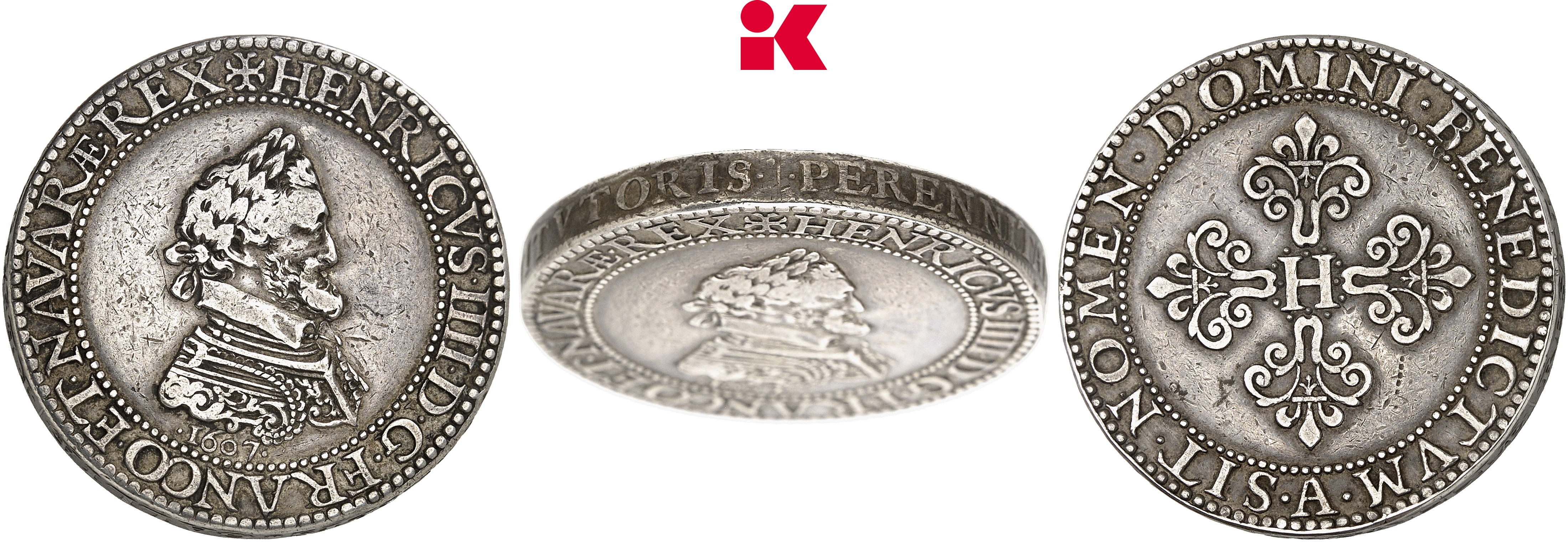 FRANKREICH KÖNIGREICH Henri IV, 1589-1610. Franc 1607 A, Paris.