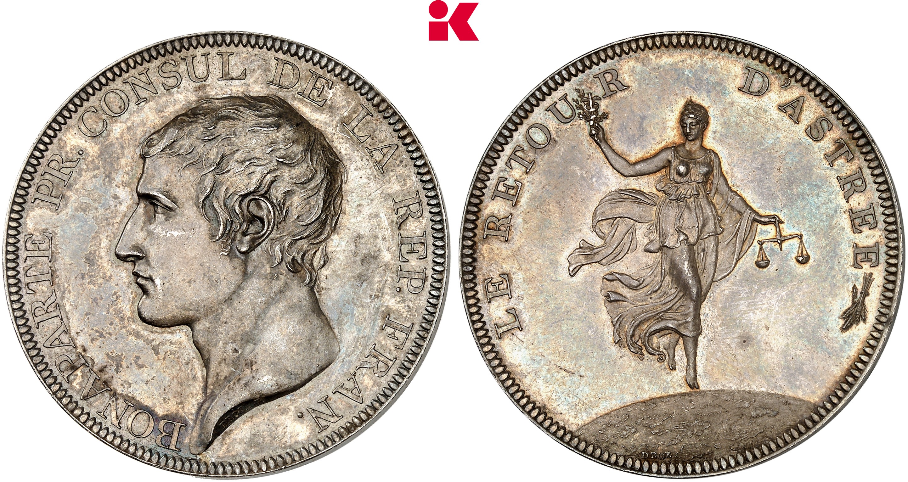 FRANKREICH KÖNIGREICH Consulat, 1799-1804. Silbermedaille o. J. (1802),
