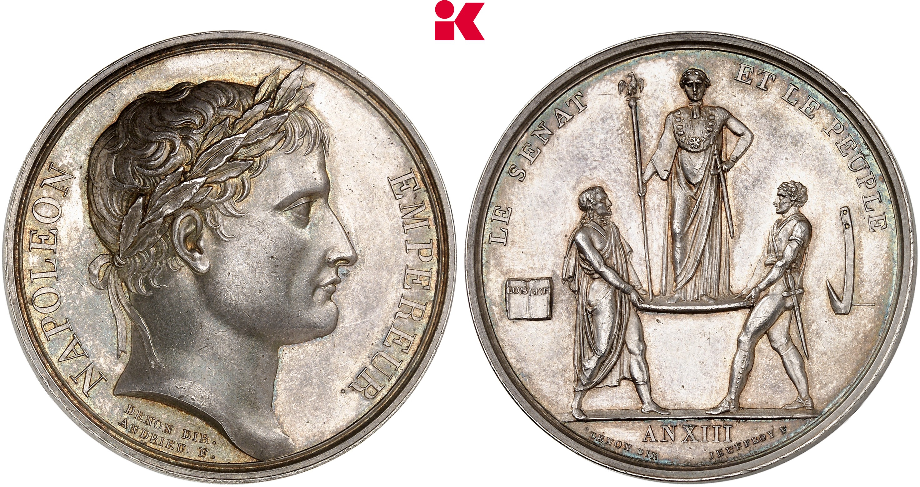 FRANKREICH KÖNIGREICH Napoléon I, 1804-1814, 1815. Silbermedaille AN XIII (1804),