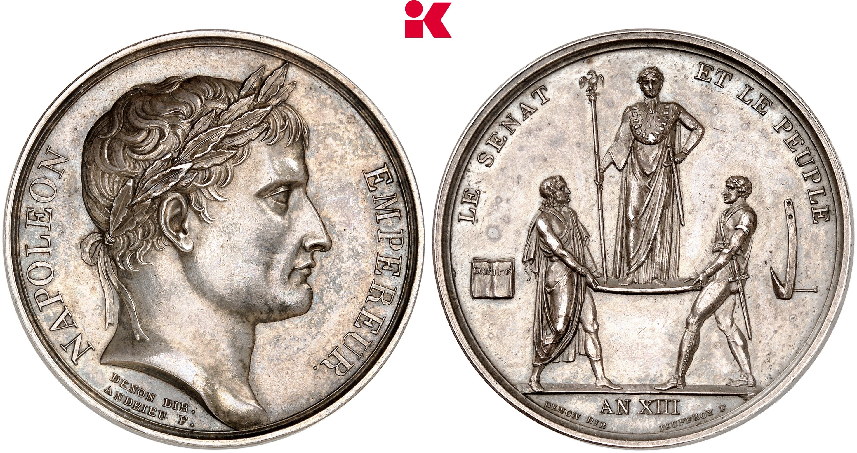 FRANKREICH KÖNIGREICH Napoléon I, 1804-1814, 1815. Silbermedaille AN XIII (1804),