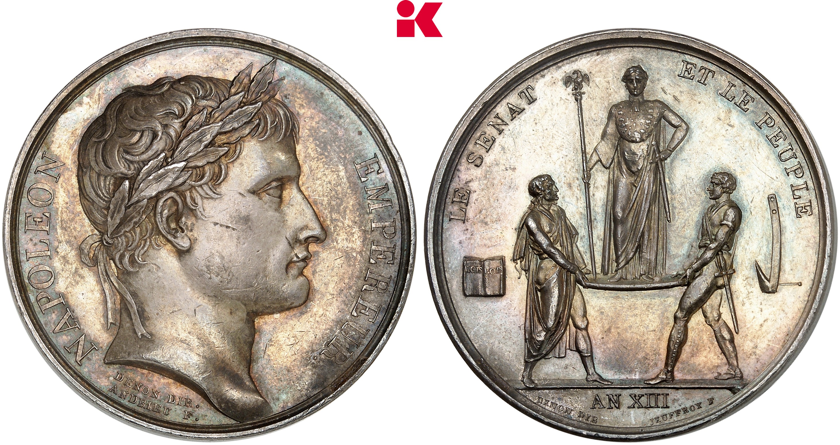 FRANKREICH KÖNIGREICH Napoléon I, 1804-1814, 1815. Silbermedaille AN XIII (1804),