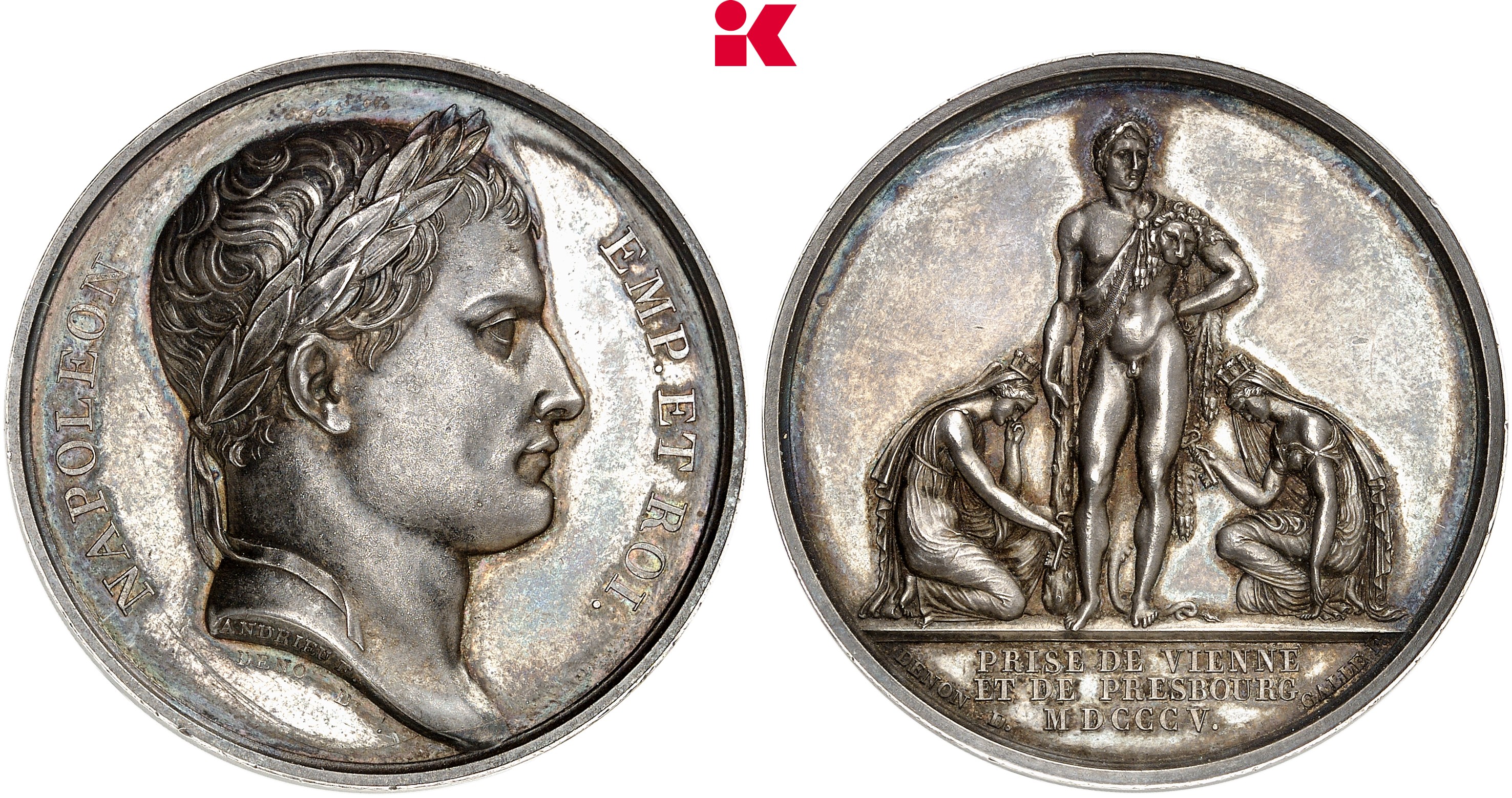 FRANKREICH KÖNIGREICH Napoléon I, 1804-1814, 1815. Silbermedaille 1805,