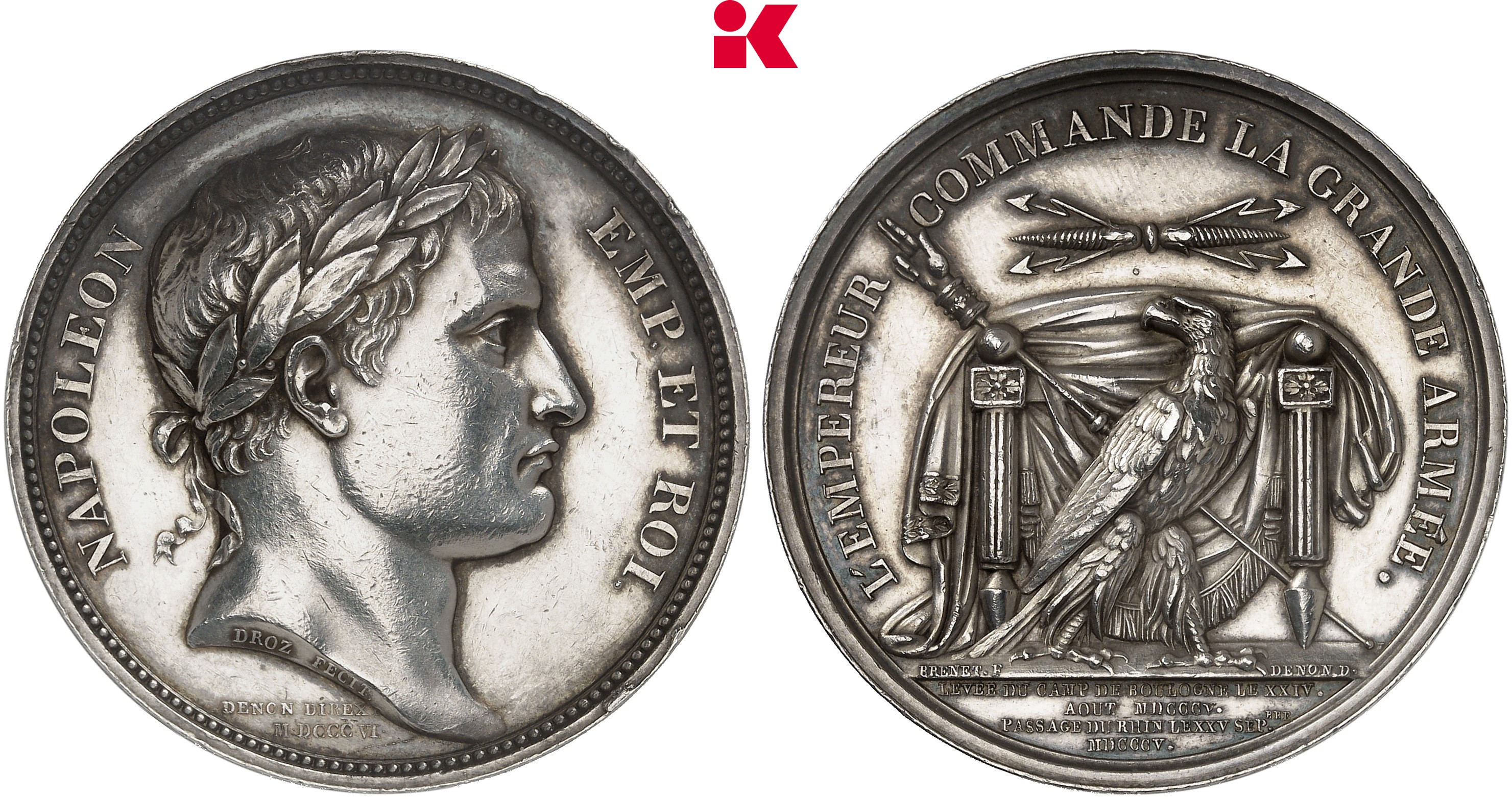 FRANKREICH KÖNIGREICH Napoléon I, 1804-1814, 1815. Silbermedaille 1806,