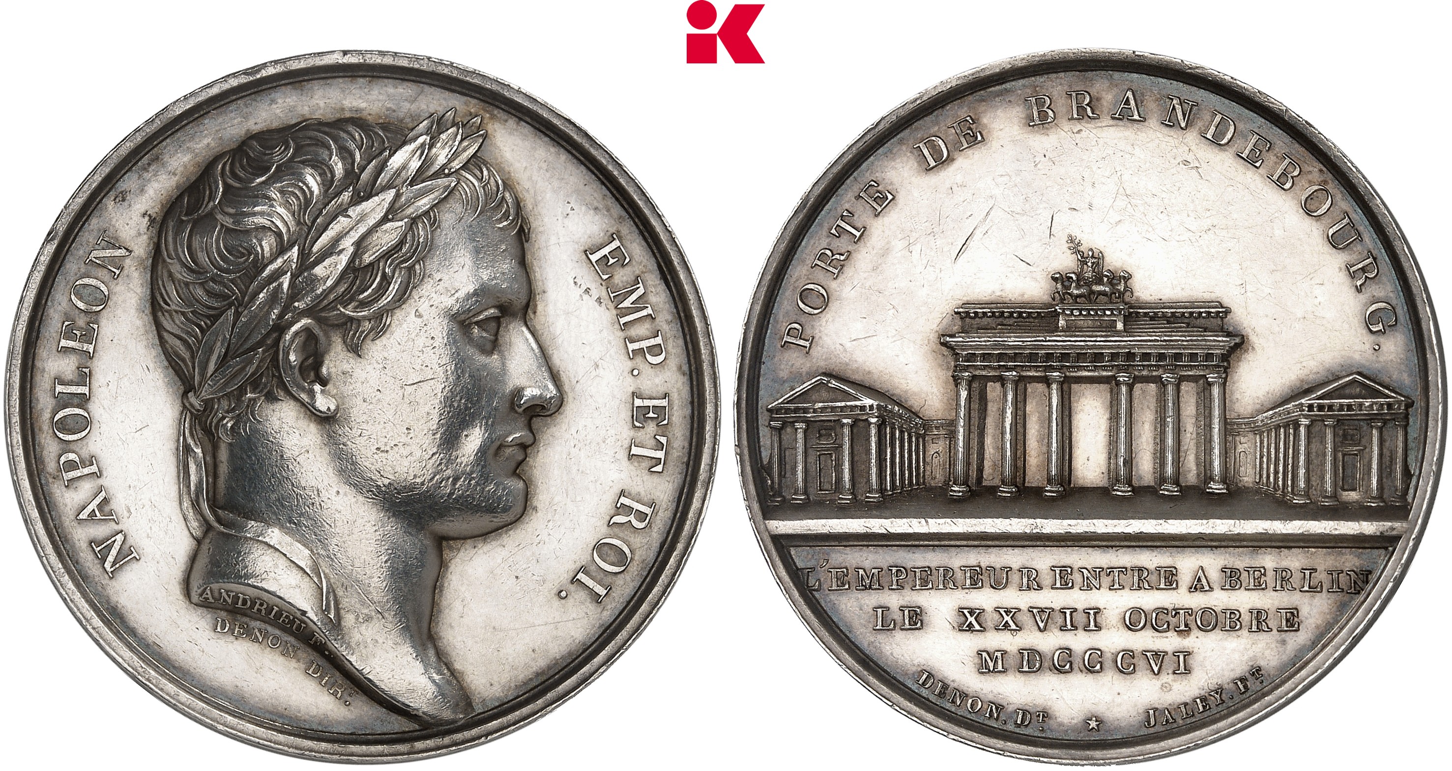 FRANKREICH KÖNIGREICH Napoléon I, 1804-1814, 1815. Silbermedaille 1806,