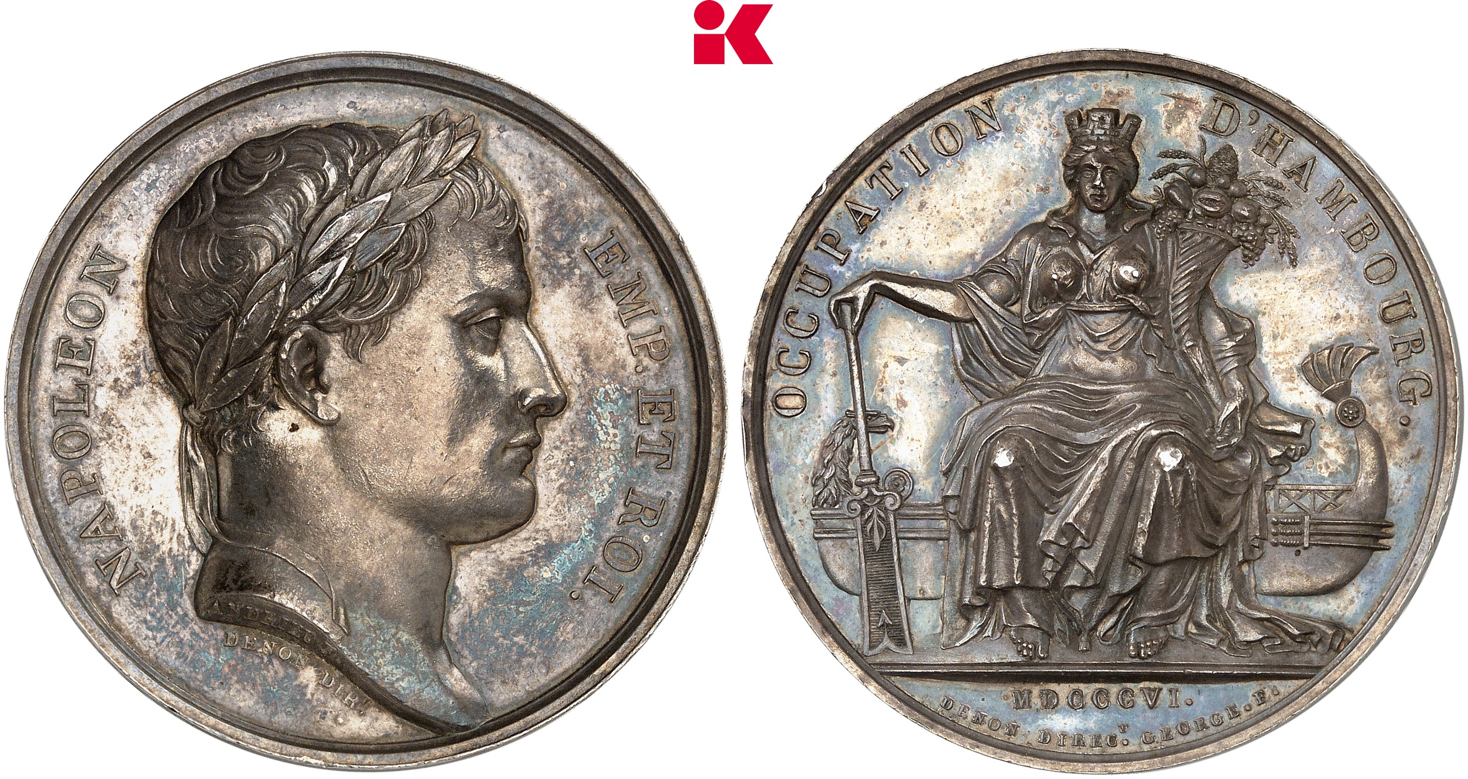FRANKREICH KÖNIGREICH Napoléon I, 1804-1814, 1815. Silbermedaille 1806,