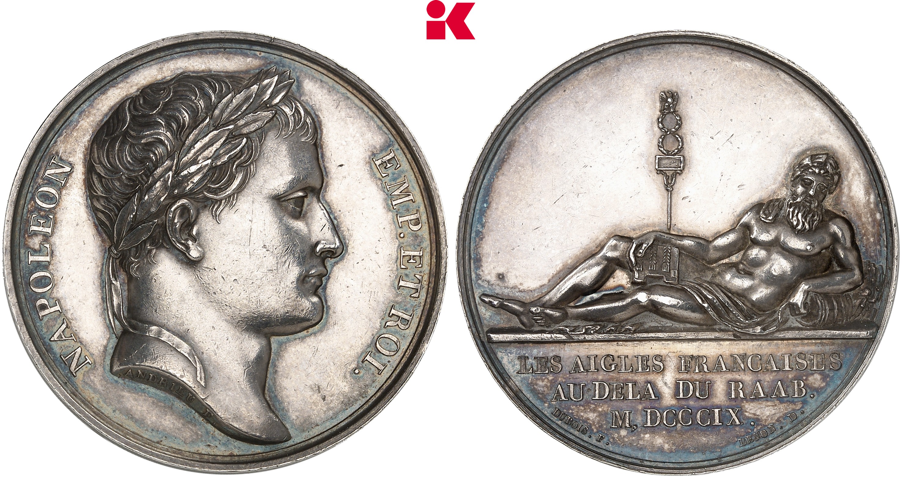 FRANKREICH KÖNIGREICH Napoléon I, 1804-1814, 1815. Silbermedaille 1809,