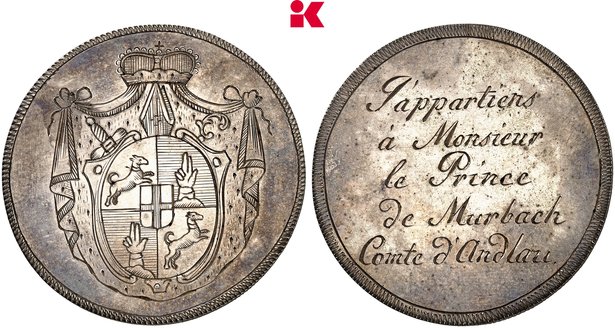 FRANKREICH/ELSASS MURBACH UND LÜDERS Benedikt Anton Friedrich von Andlau-Homburg, 1785-1790. Silbermedaille o. J.,