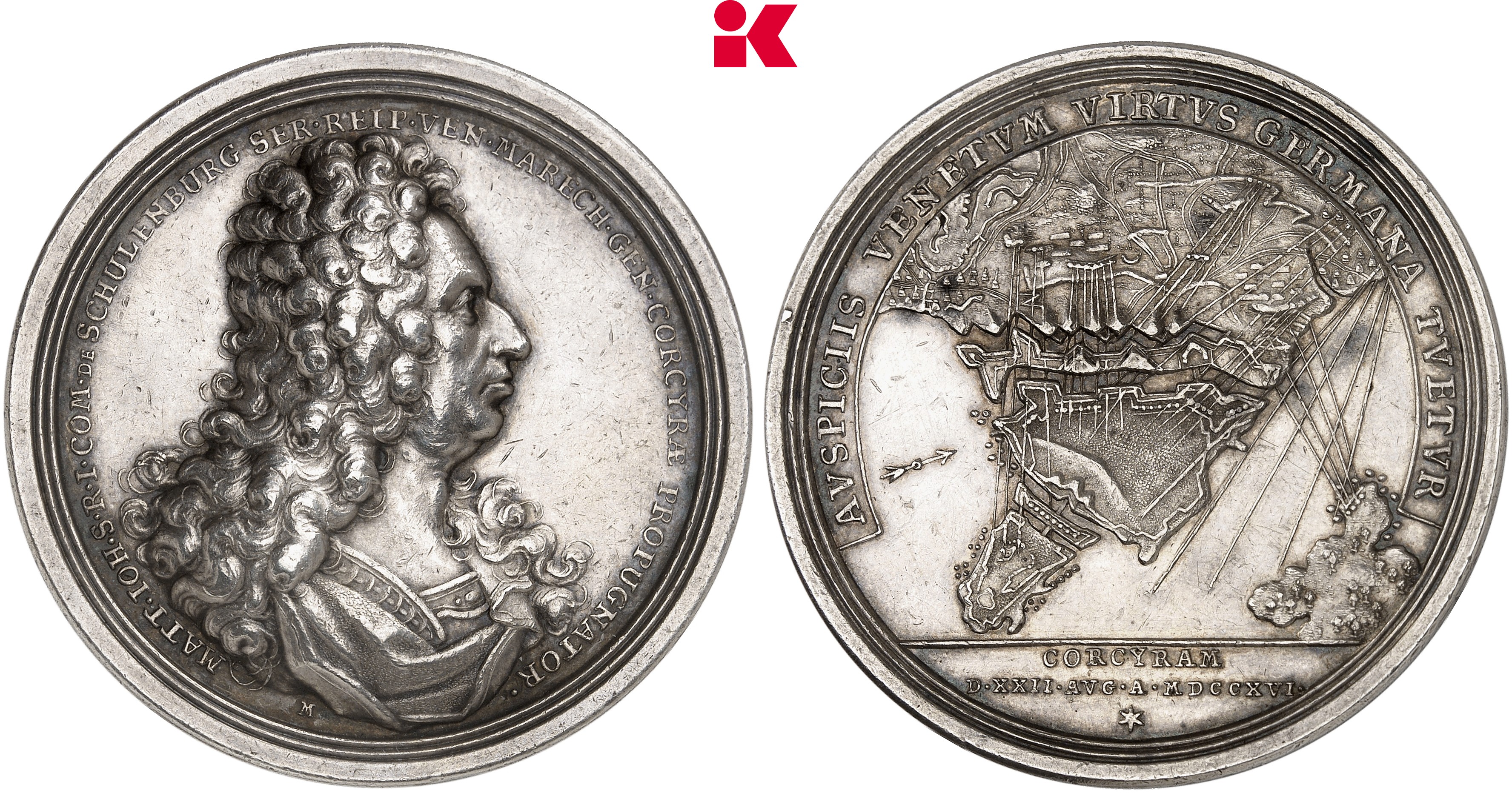 GRIECHENLAND KORFU Venezianische Verwaltung, 1710-1721. Silbermedaille 1716,