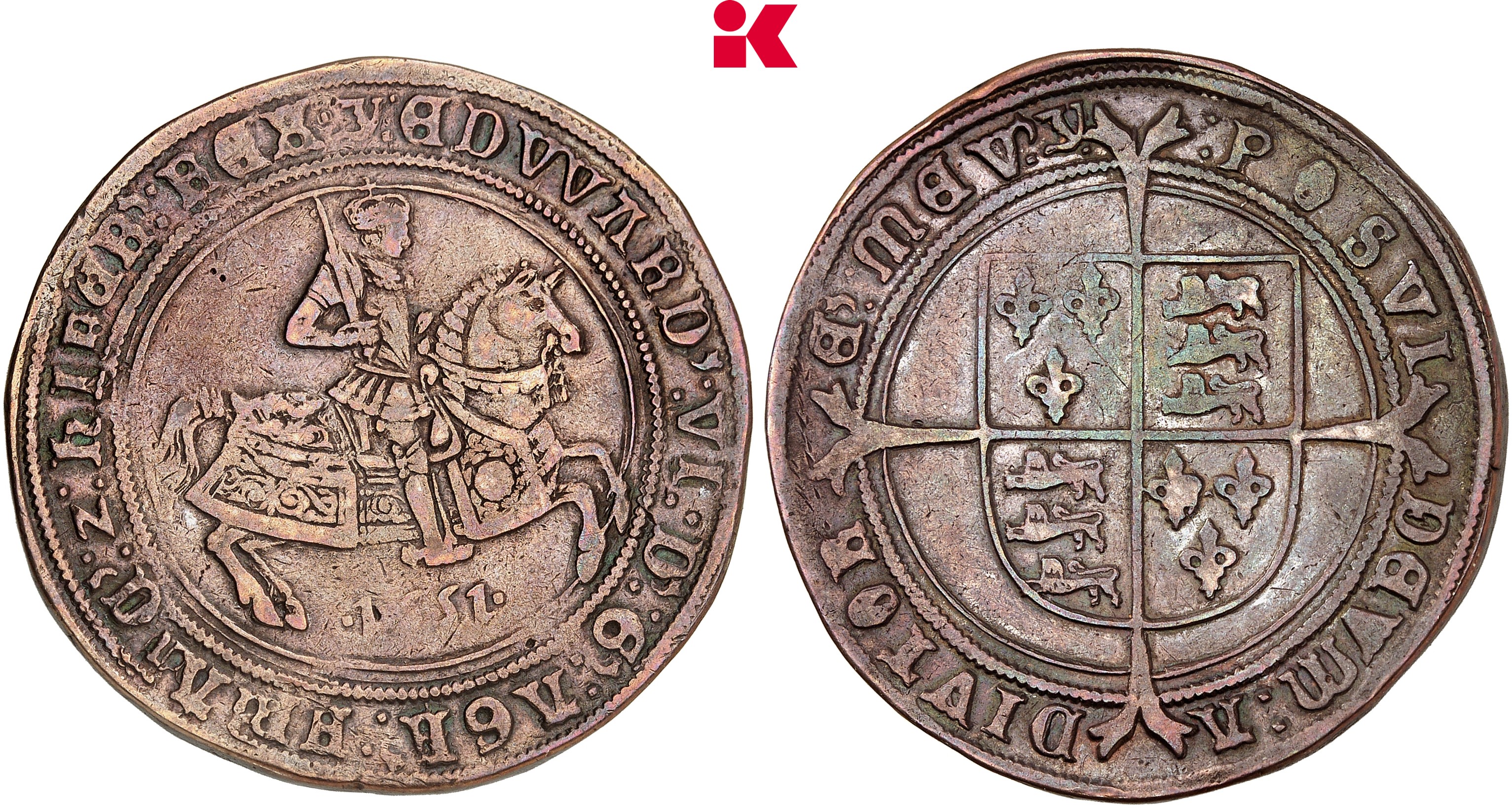GROSSBRITANNIEN / IRLAND ENGLAND Edward VI, 1547-1553. Crown 1551, Southwark.