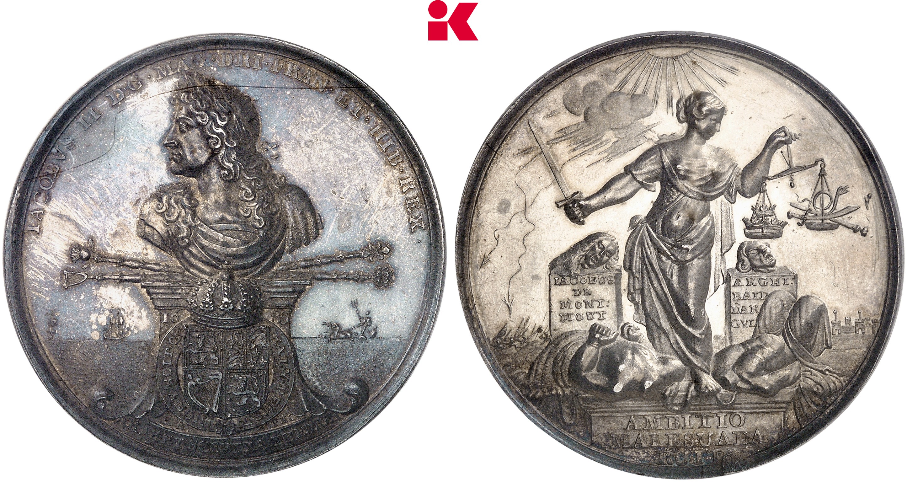 GROSSBRITANNIEN / IRLAND ENGLAND James II, 1685-1688. Silbermedaille 1685, 