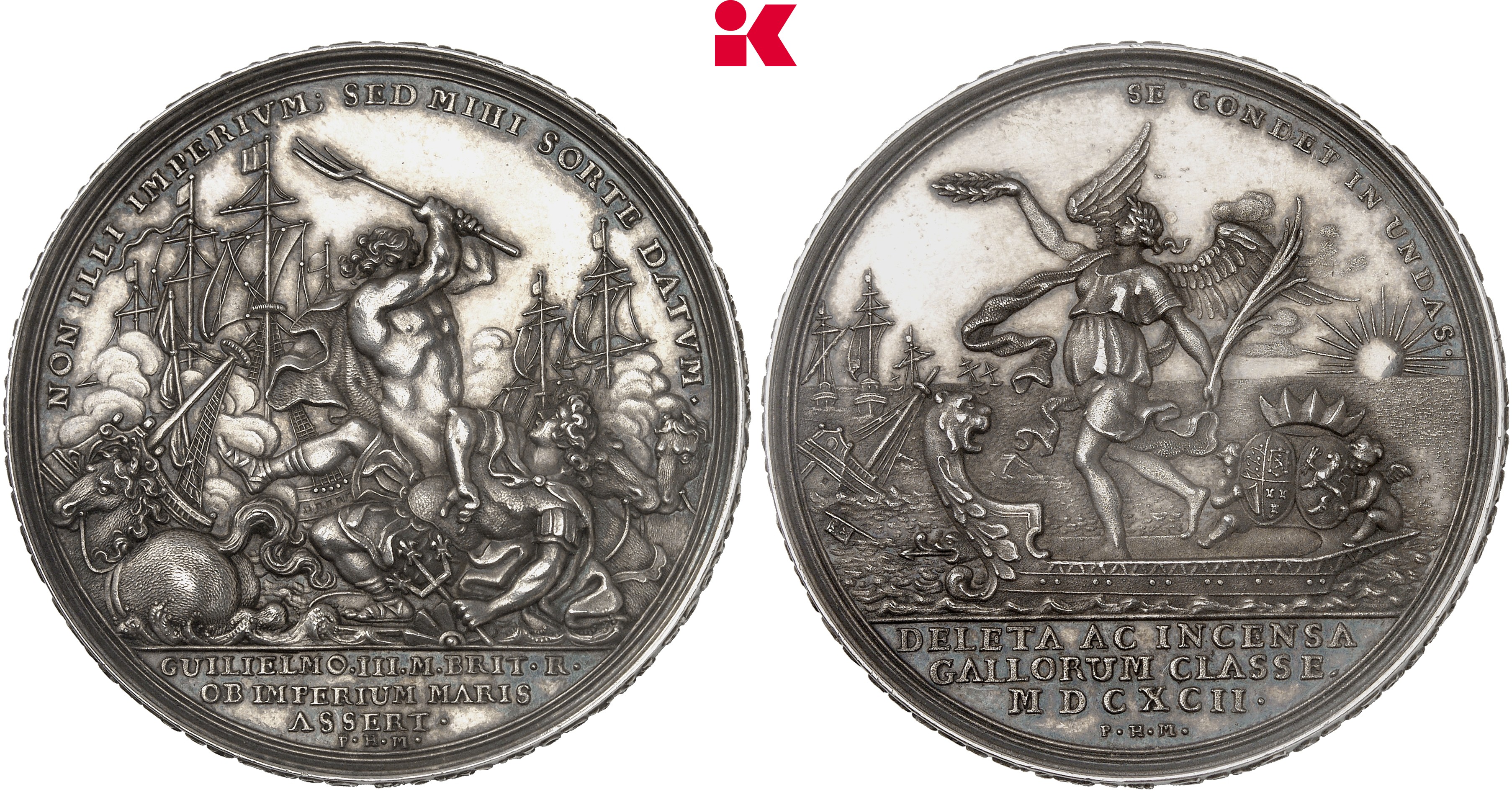 GROSSBRITANNIEN / IRLAND ENGLAND William III und Mary, 1688-1694. Silbermedaille 1692,