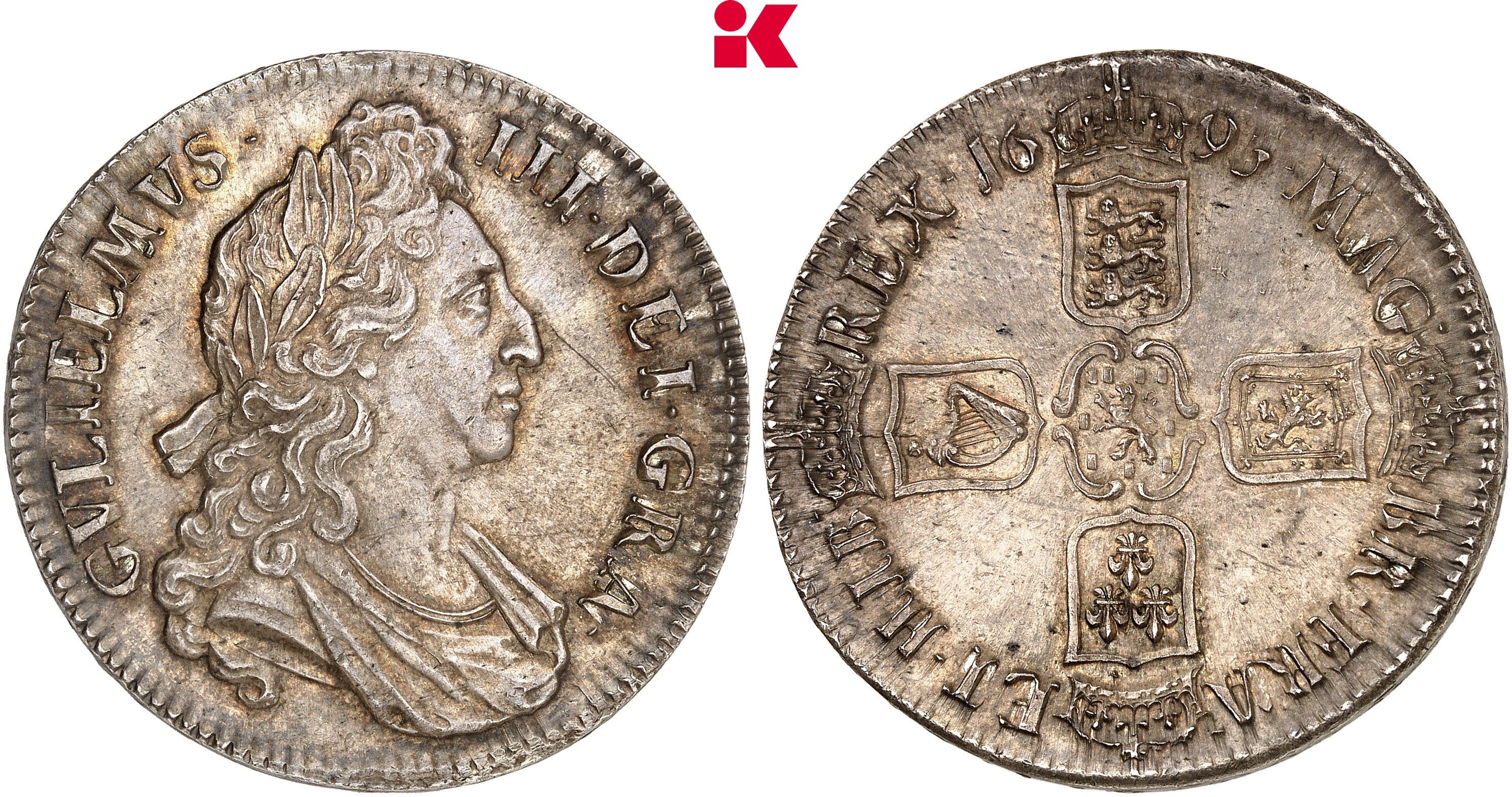 GROSSBRITANNIEN / IRLAND ENGLAND William III, 1694-1702. Crown 1695 (8. Regierungsjahr), London.