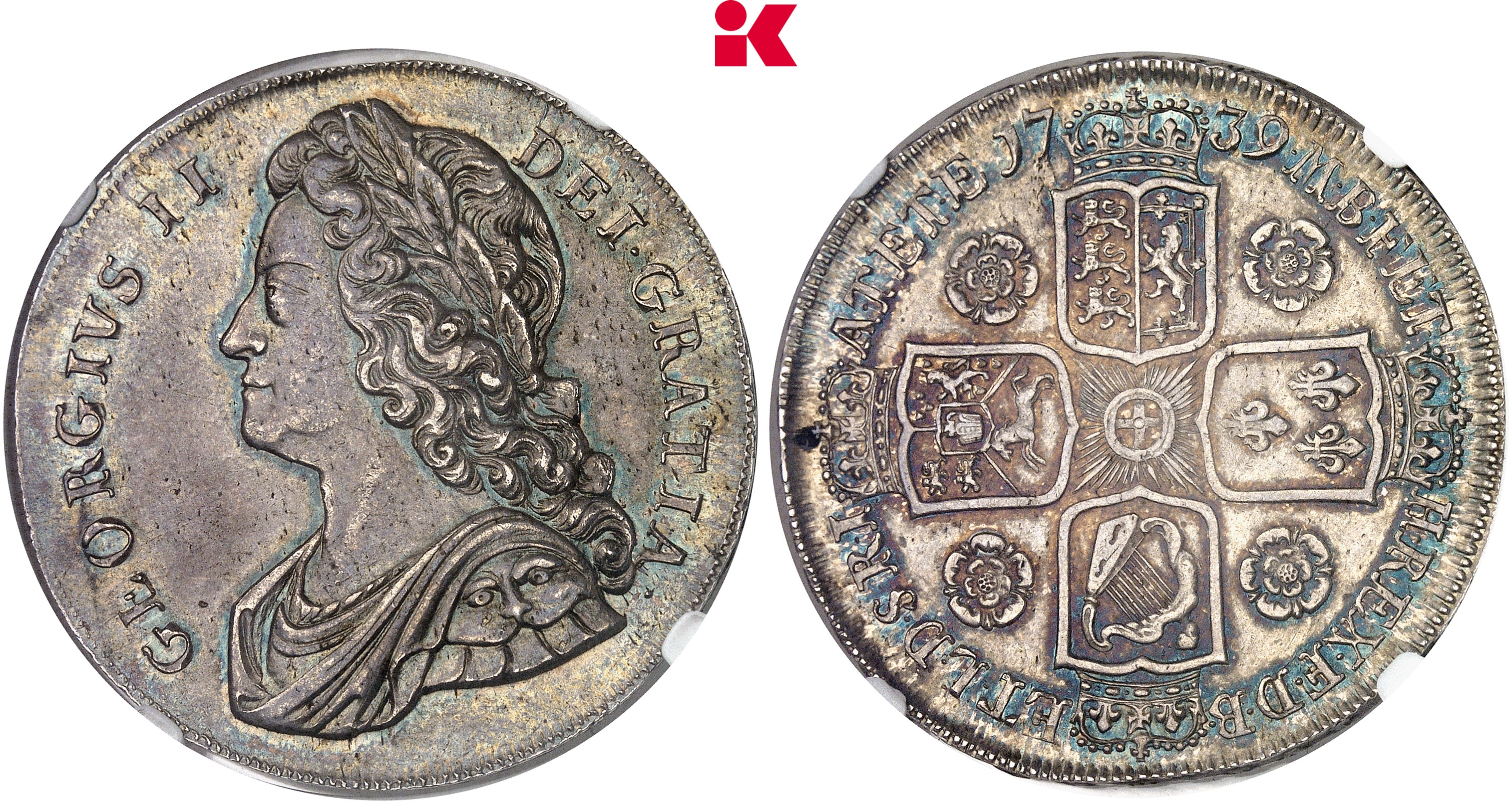 GROSSBRITANNIEN / IRLAND ENGLAND George II, 1727-1760. Crown 1739 (12. Regierungsjahr), London.