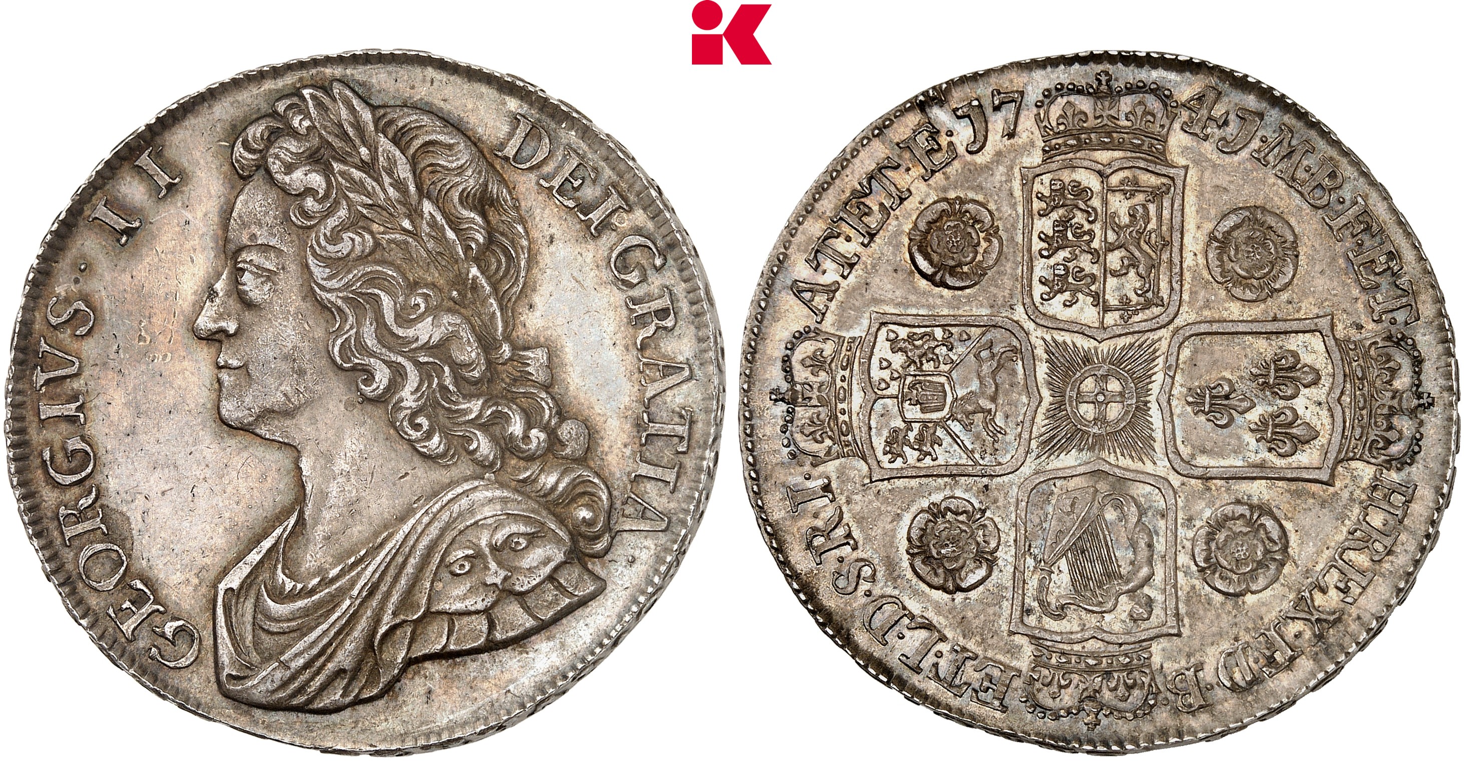 GROSSBRITANNIEN / IRLAND ENGLAND George II, 1727-1760. Crown 1741 (14. Regierungsjahr), London.