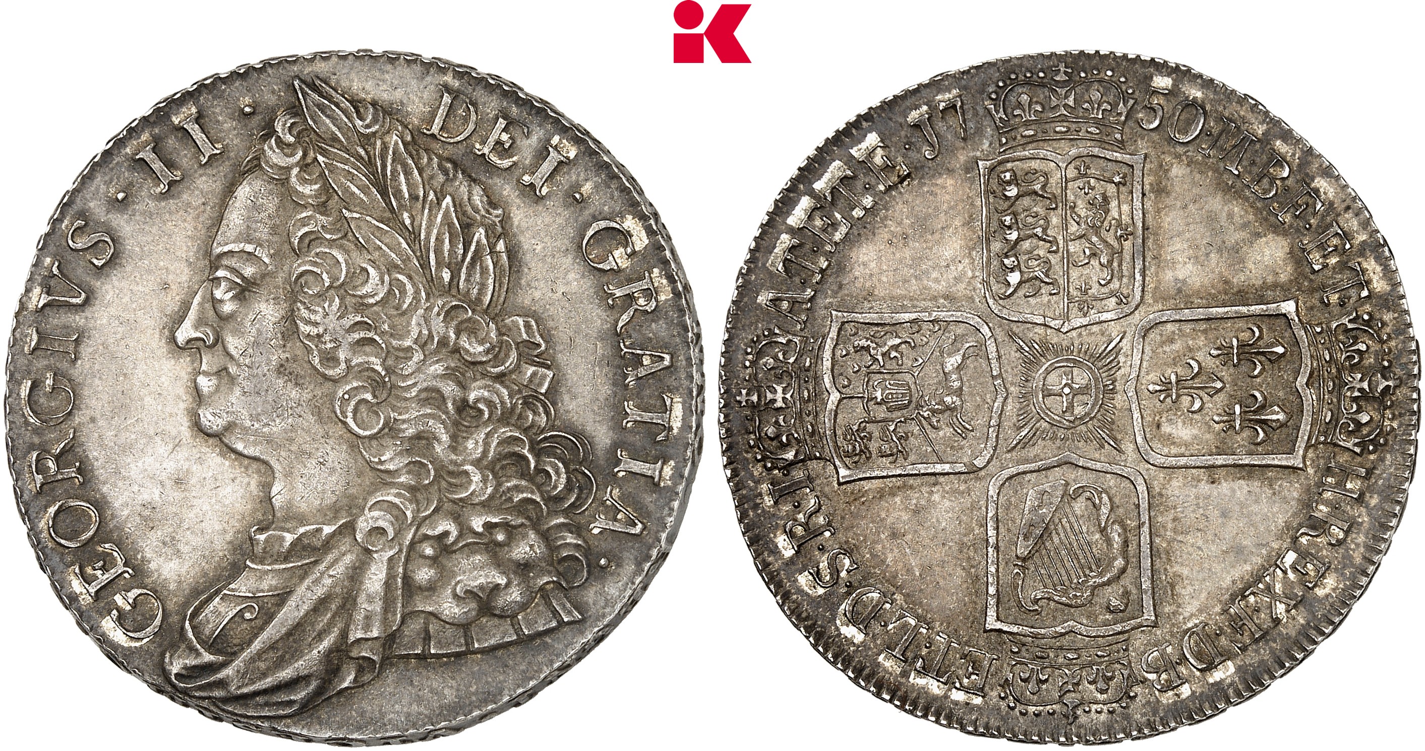 GROSSBRITANNIEN / IRLAND ENGLAND George II, 1727-1760. Crown 1750 (24. Regierungsjahr), London.