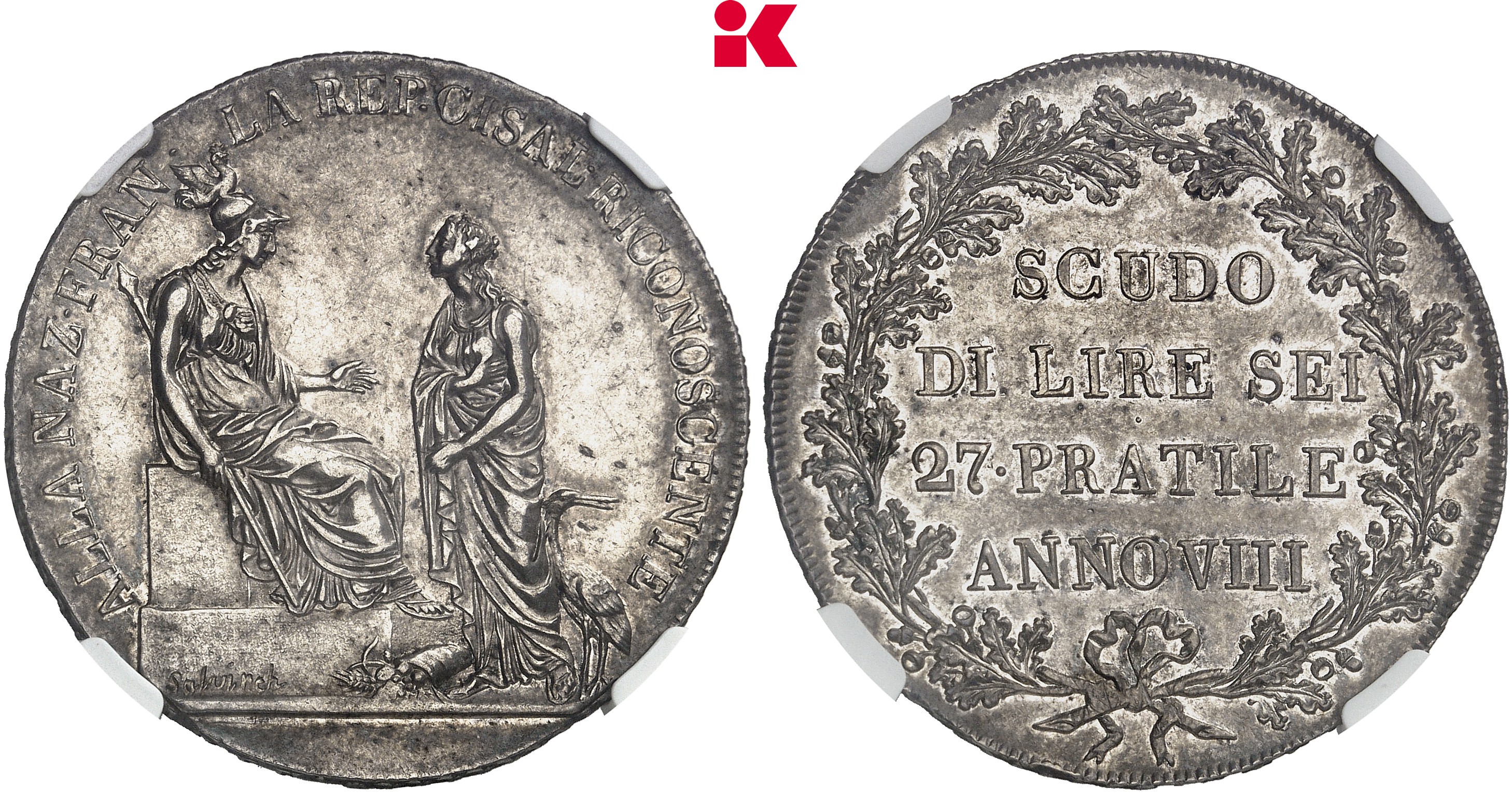 ITALIEN CISALPINE REPUBLIK Scudo (6 Lire) ANNO VIII (1800), Mailand,