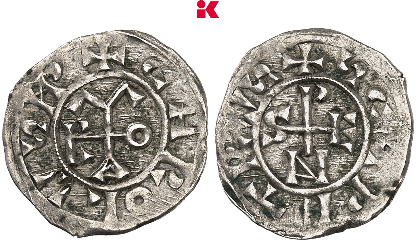 ITALIEN KIRCHENSTAAT/VATIKAN Stephan VI., 885-891, und Karl der Dicke, 885-888. Denaro, Rom.