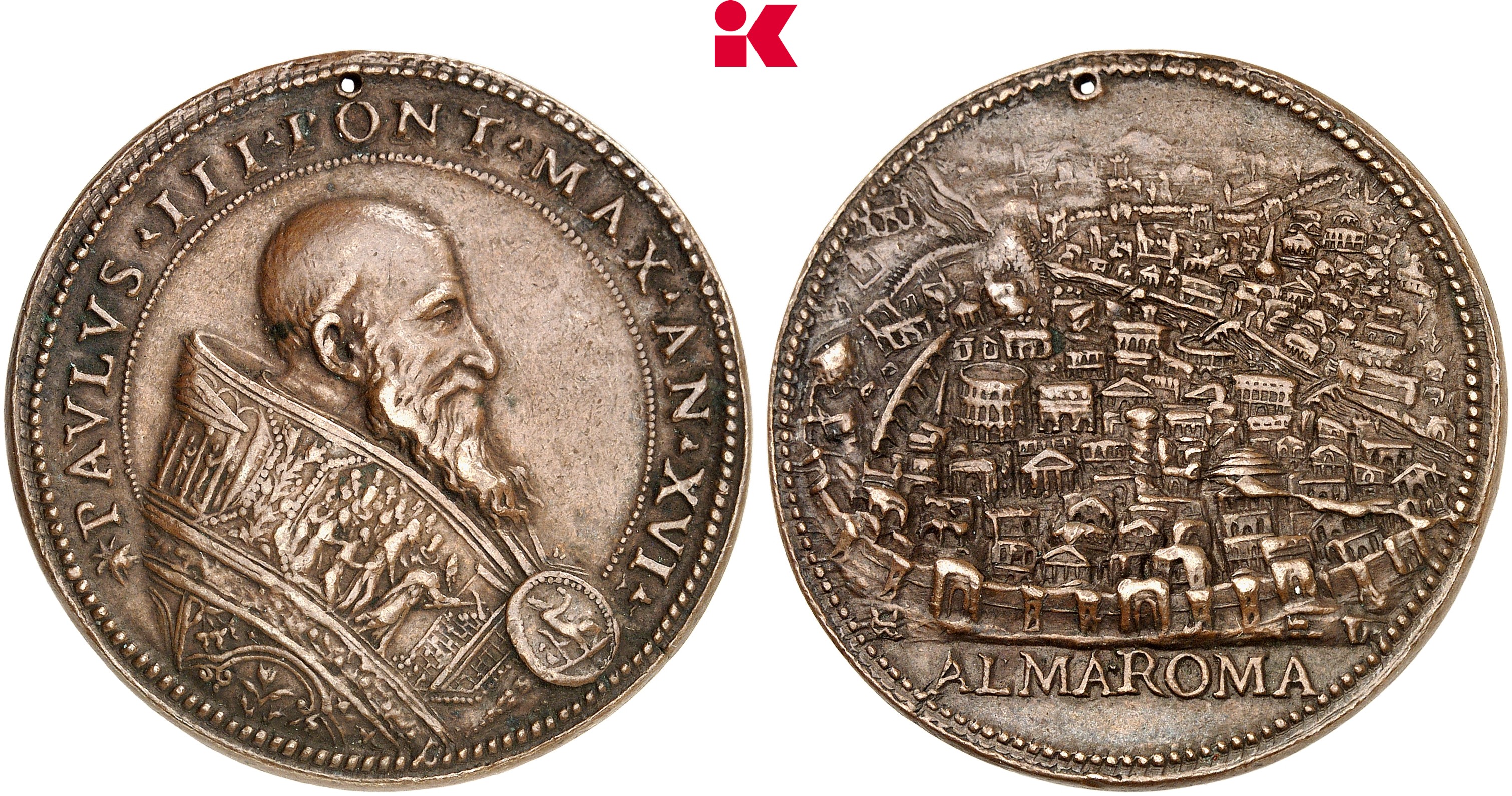 ITALIEN KIRCHENSTAAT/VATIKAN Paul III., 1534-1549. Bronzegußmedaille AN XVI (1549/1550),