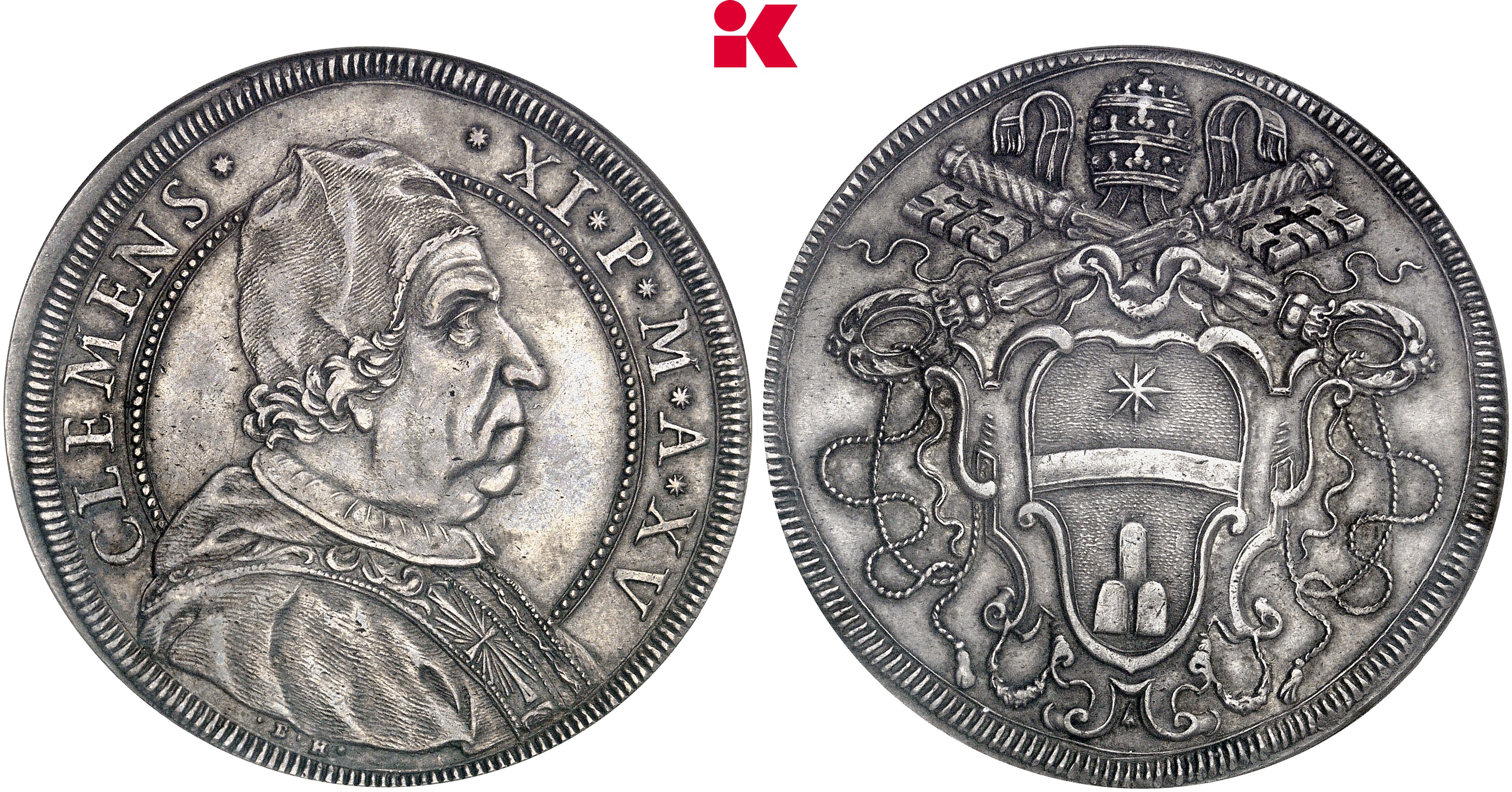 ITALIEN KIRCHENSTAAT/VATIKAN Clemens XI., 1700-1721. Piastra A XV (1714/1715), Rom.
