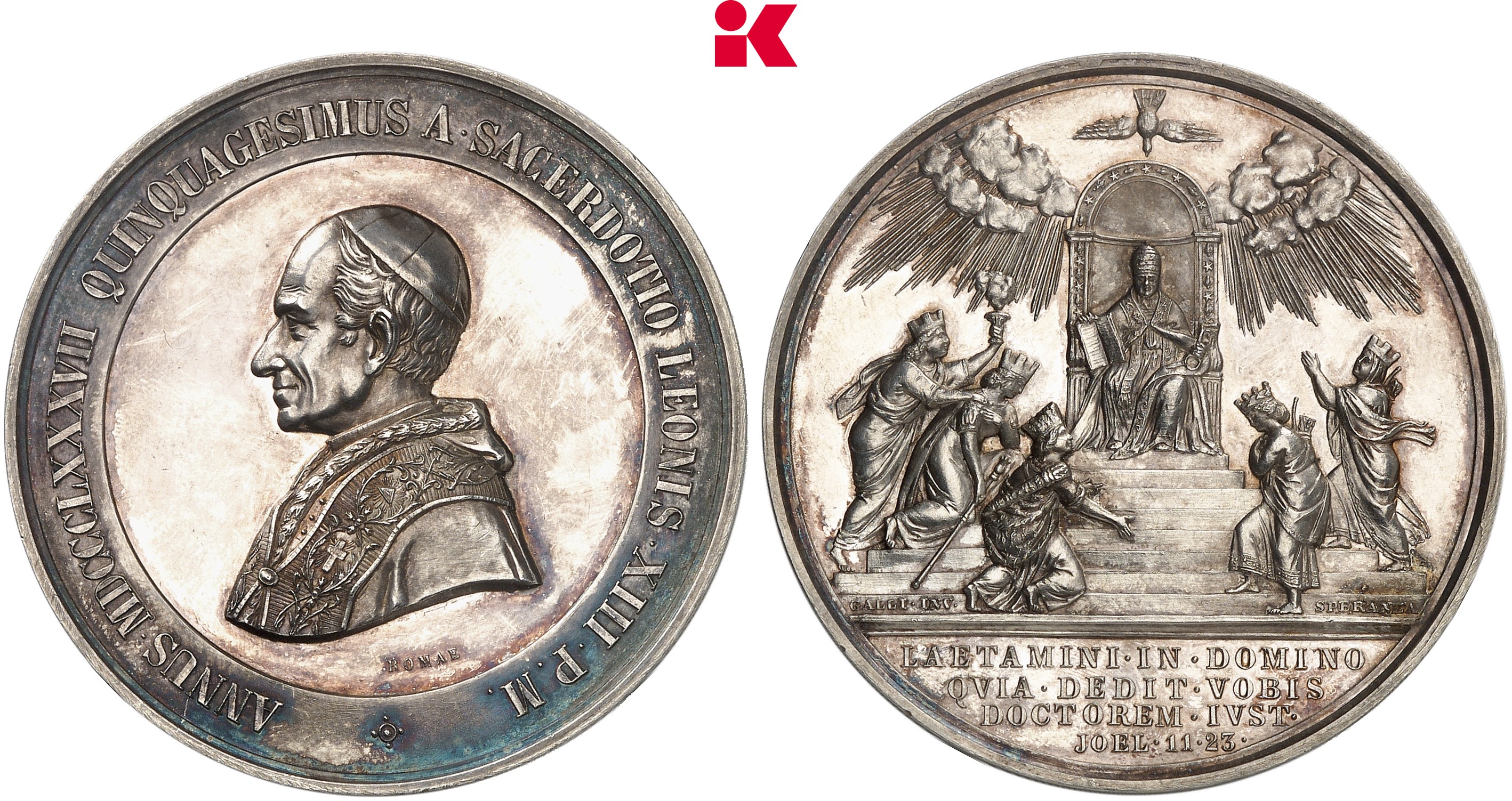 ITALIEN KIRCHENSTAAT/VATIKAN Leo XIII., 1878-1903. Silbermedaille 1888,