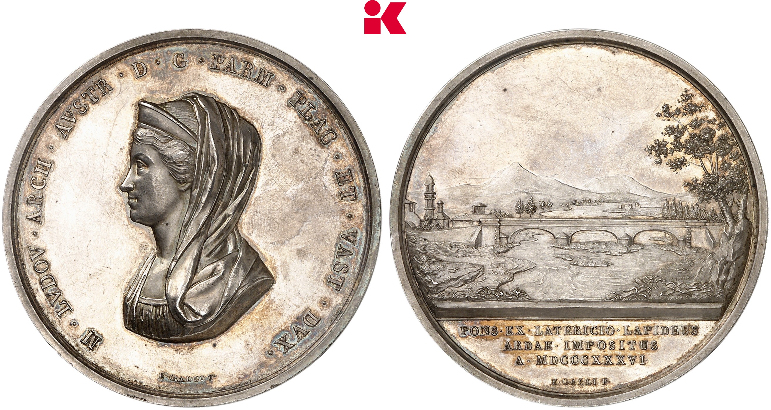 ITALIEN PARMA Maria Louisa, 1815-1847. Silbermedaille 1836,