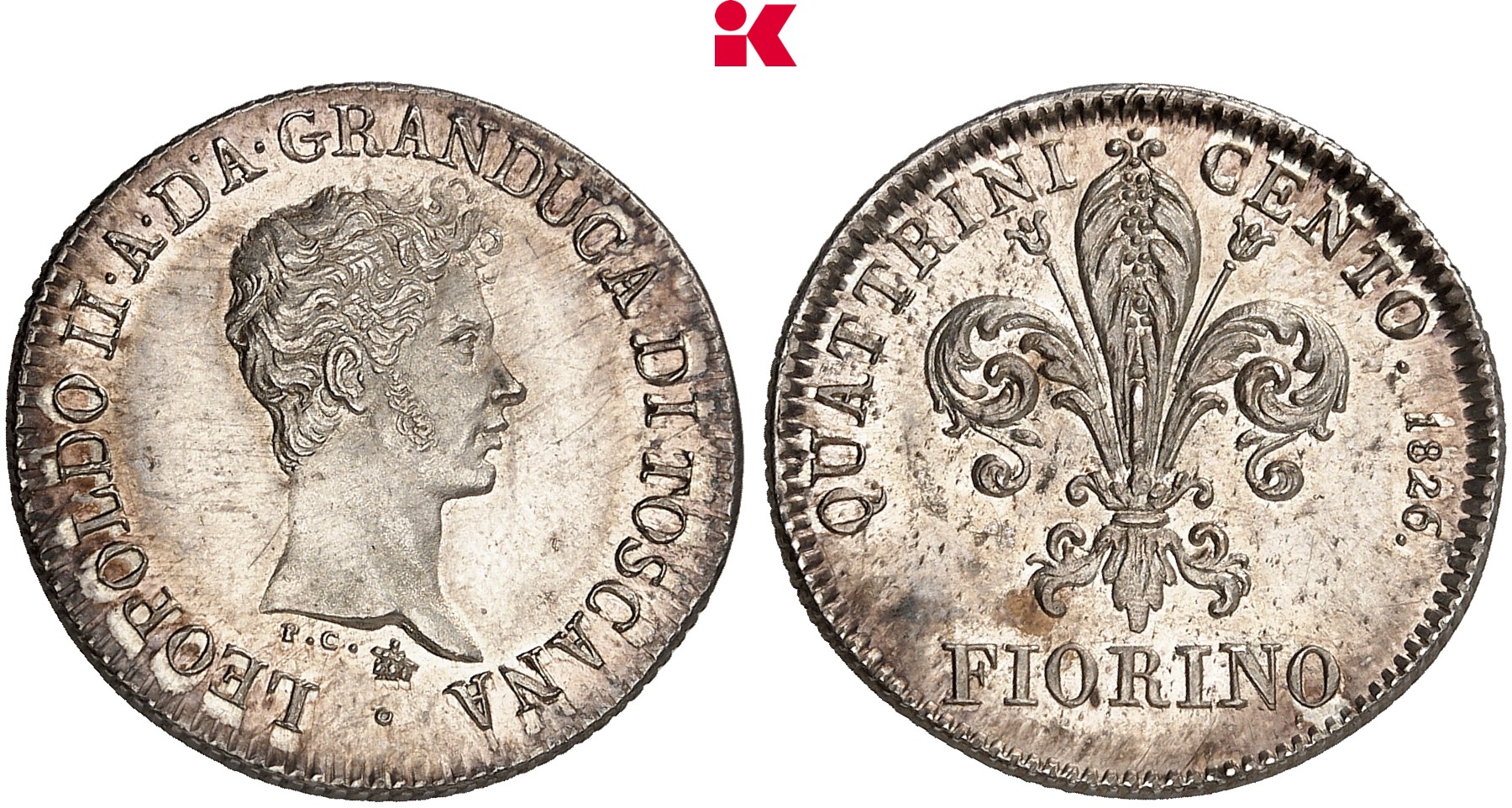 ITALIEN TOSKANA Leopoldo II. di Lorena, 1824-1859. Fiorino (100 Quattrini) 1826, Florenz.