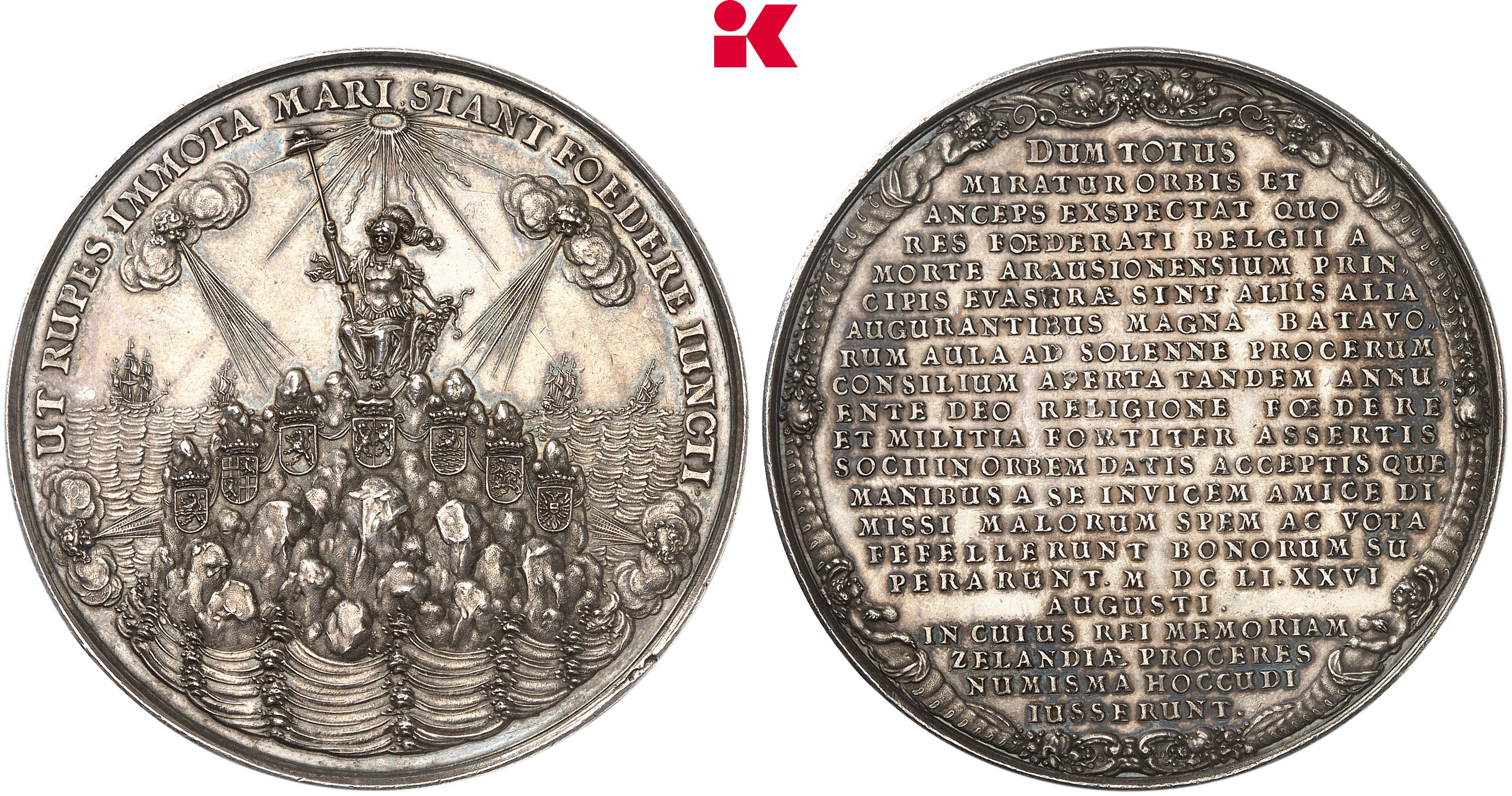 NIEDERLANDE MEDAILLEN (HISTORIEPENNINGEN) Erste Statthalterlose Zeit 1651-1672. Silbermedaille 1651,