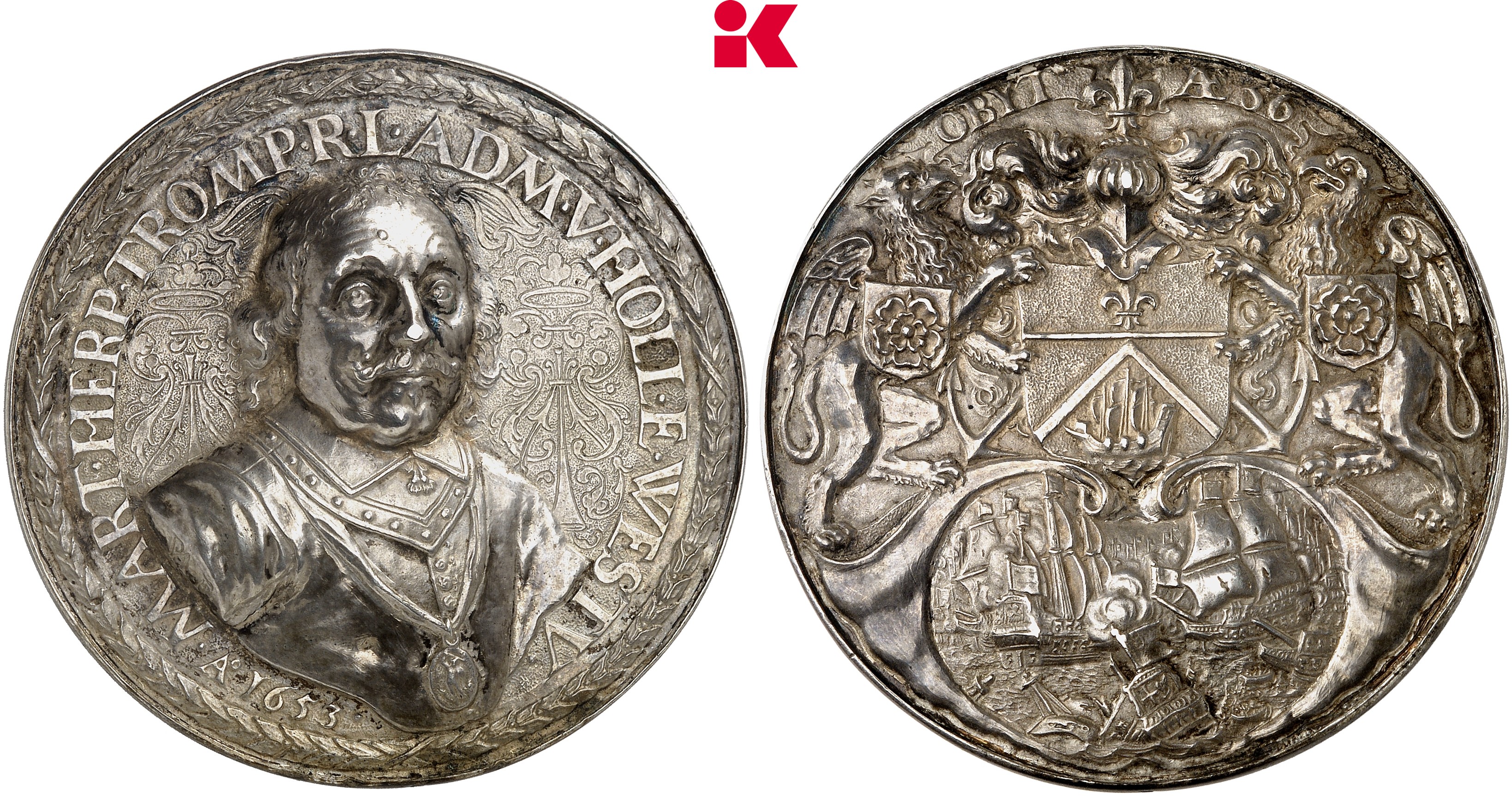 NIEDERLANDE MEDAILLEN (HISTORIEPENNINGEN) Erste Statthalterlose Zeit 1651-1672. Silberne Hohlgußmedaille 1653,