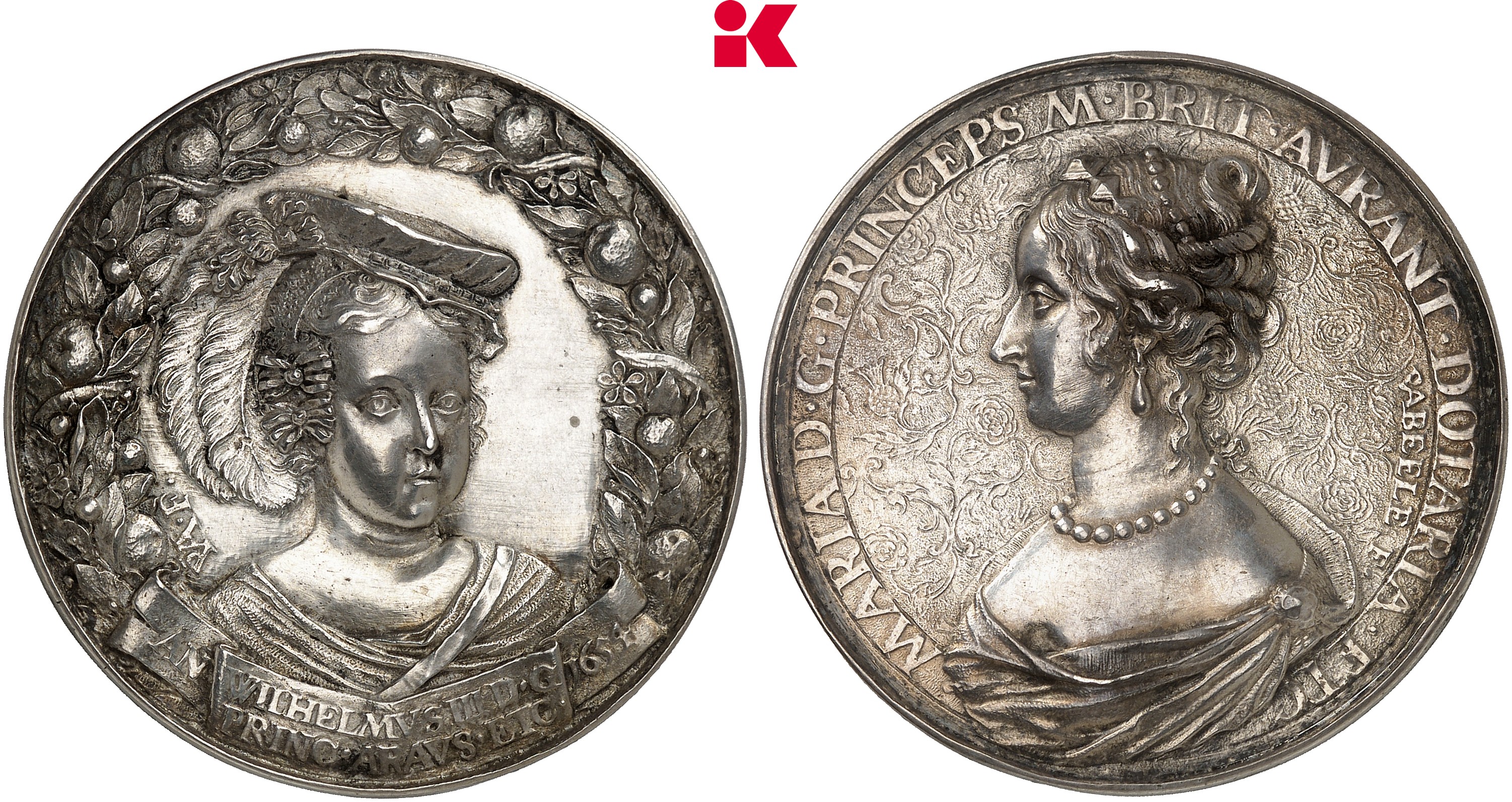 NIEDERLANDE MEDAILLEN (HISTORIEPENNINGEN) Wilhelm III. von Oranien, Statthalter der Niederlande 1672-1702 (König von Großbritannien 1688-1702). Silberne Hohlgußmedaille 1654,