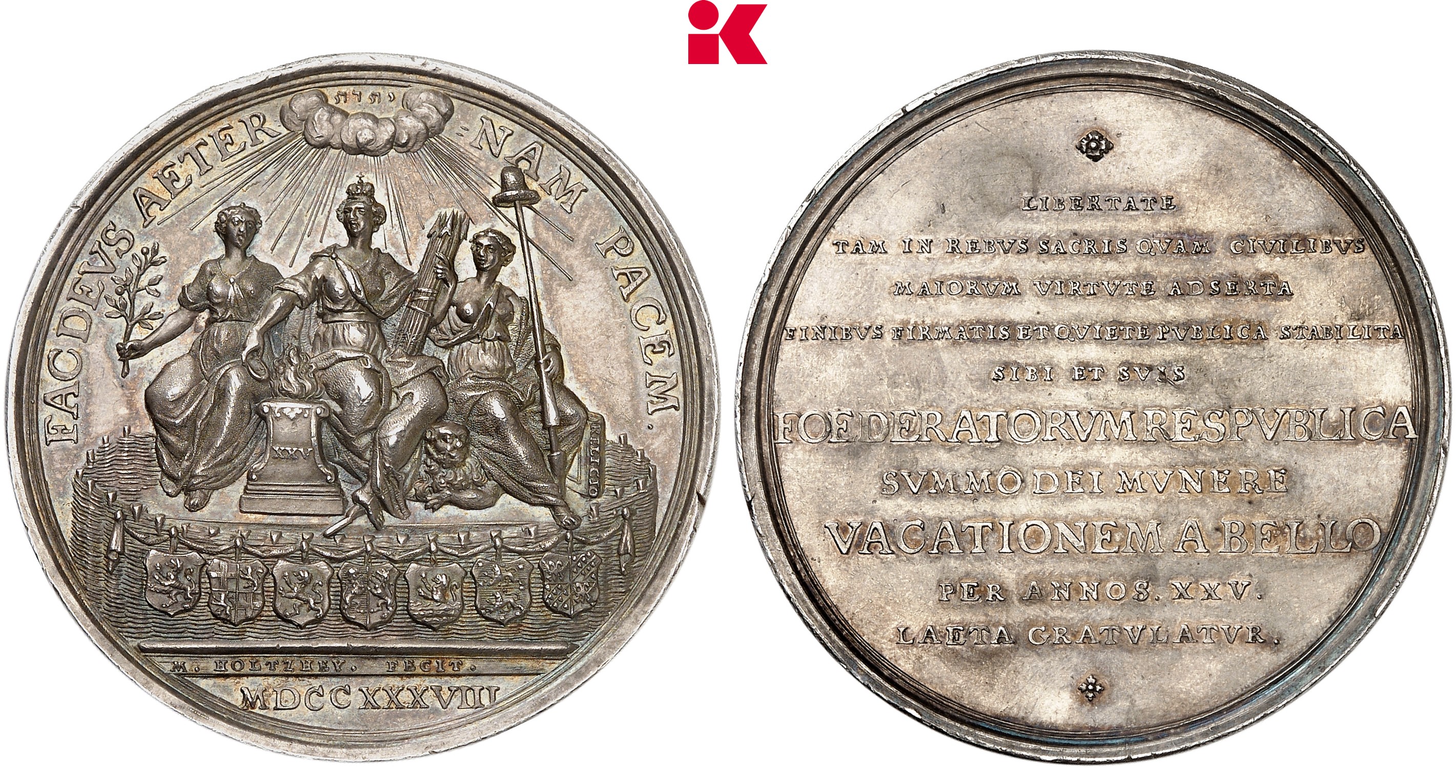NIEDERLANDE UTRECHT Stadt. Silbermedaille 1738,