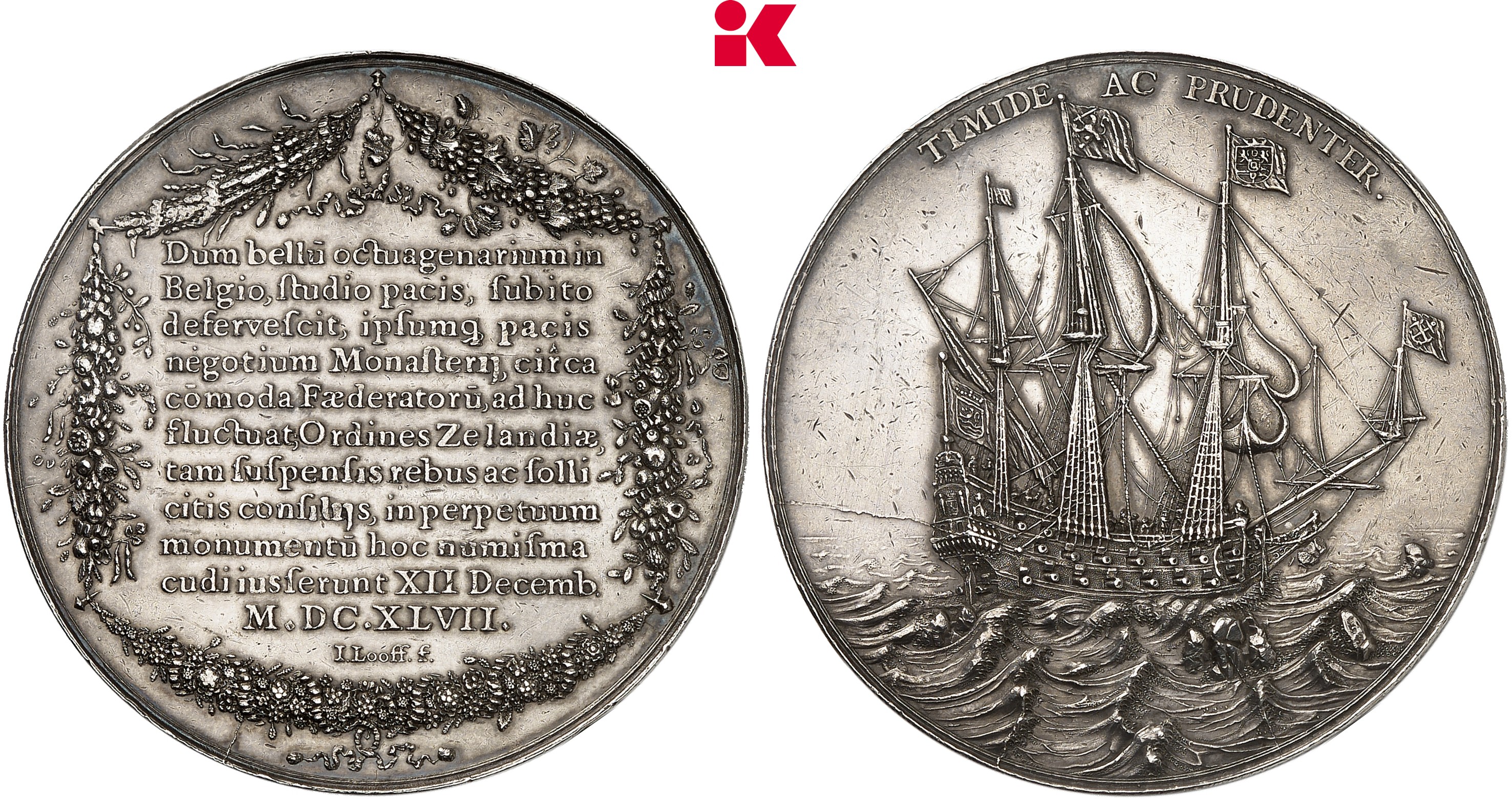 NIEDERLANDE ZEELAND Provinz. Silbermedaille 1647,