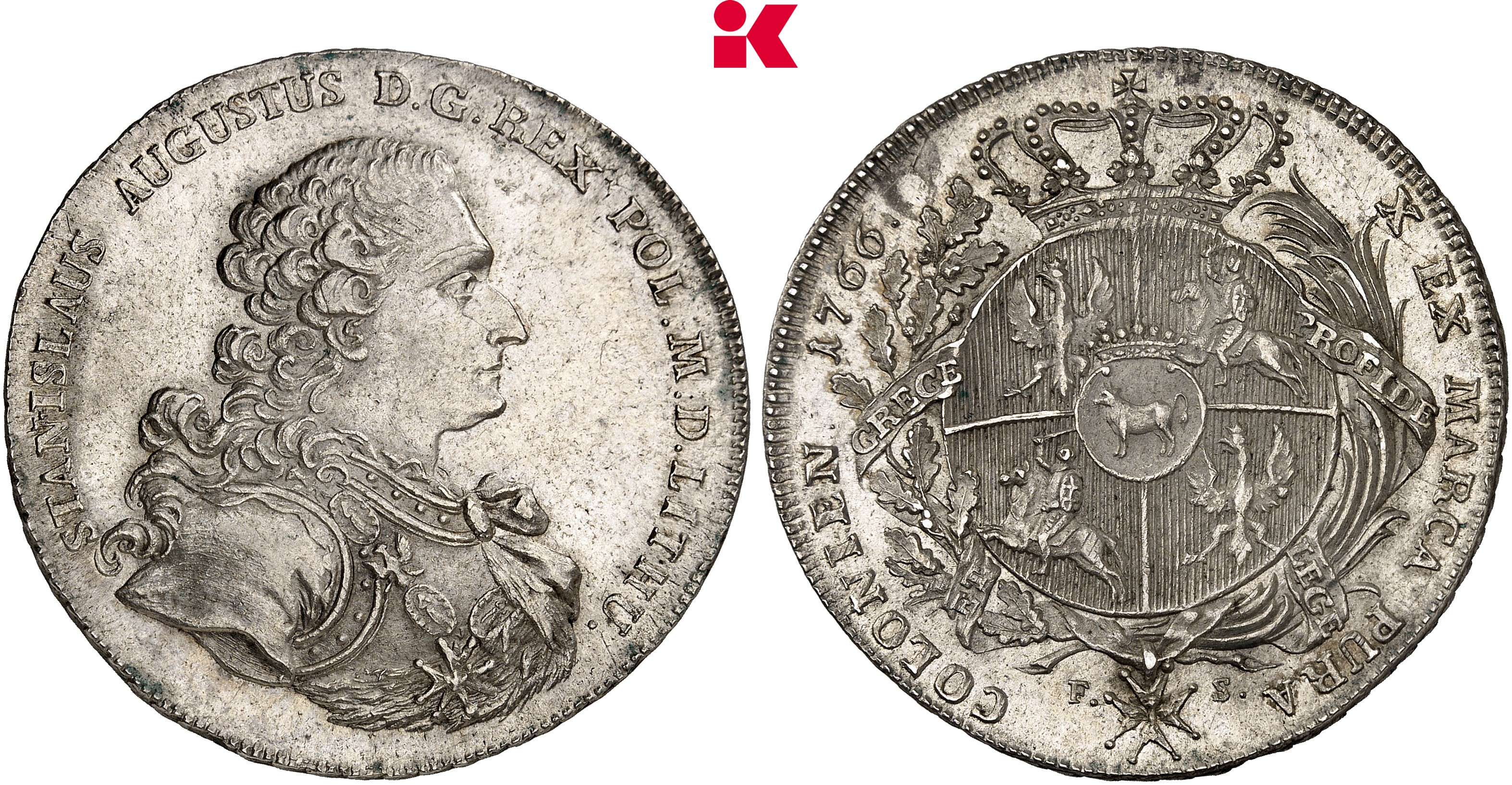 POLEN KÖNIGREICH Stanislaus August, 1764-1795. Konv.-Taler 1766 F-S, Warschau.