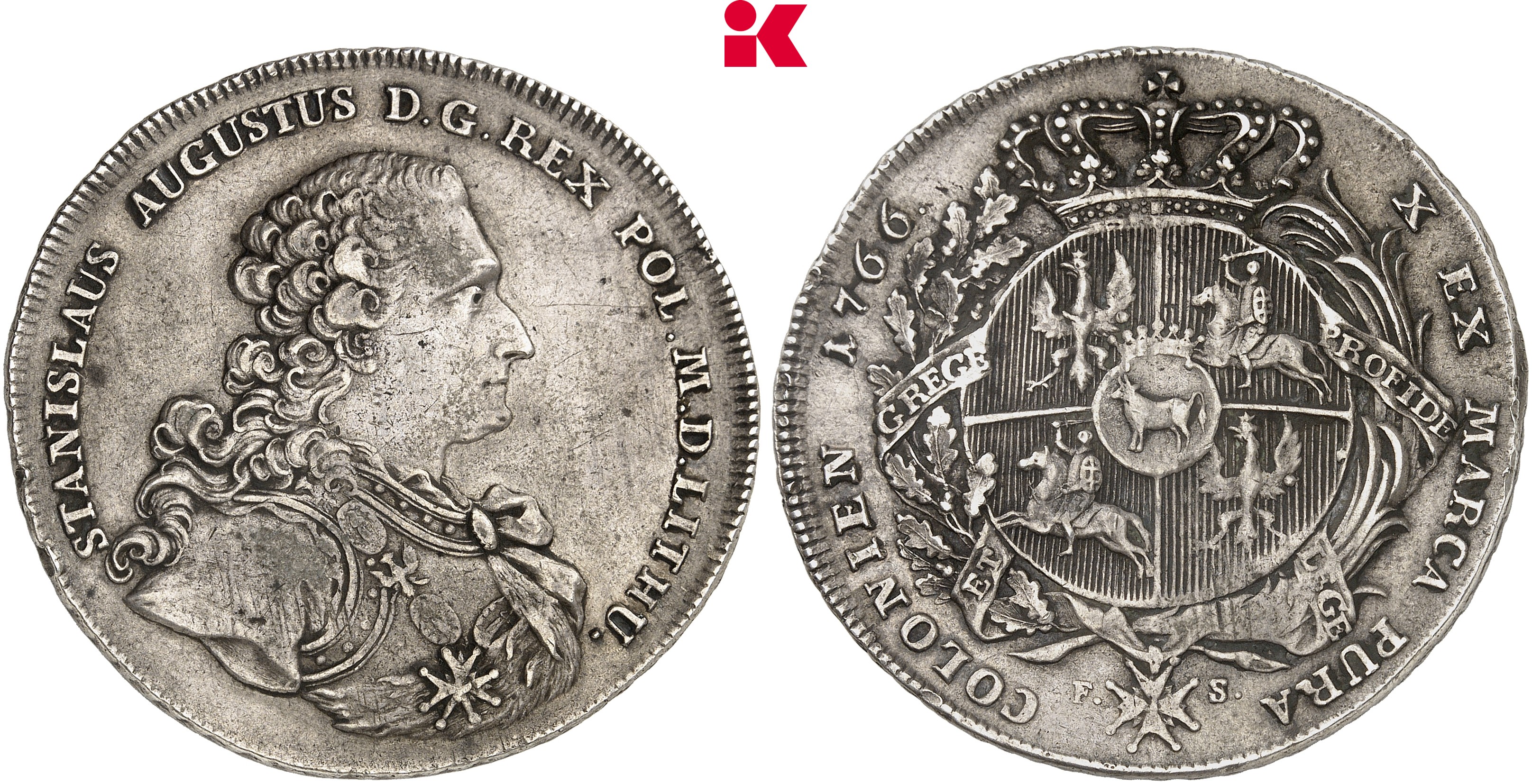 POLEN KÖNIGREICH Stanislaus August, 1764-1795. Konv.-Taler 1766 F-S, Warschau.
