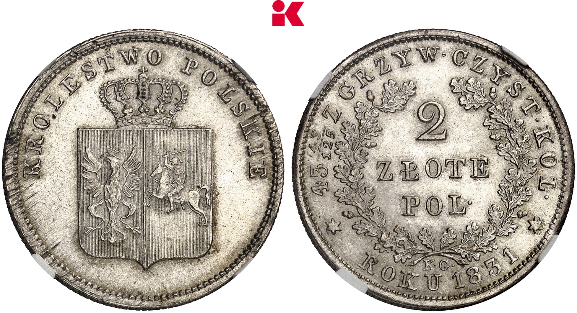 POLEN KÖNIGREICH Revolution, 1830-1831. 2 Zlote 1831 KG, Warschau.