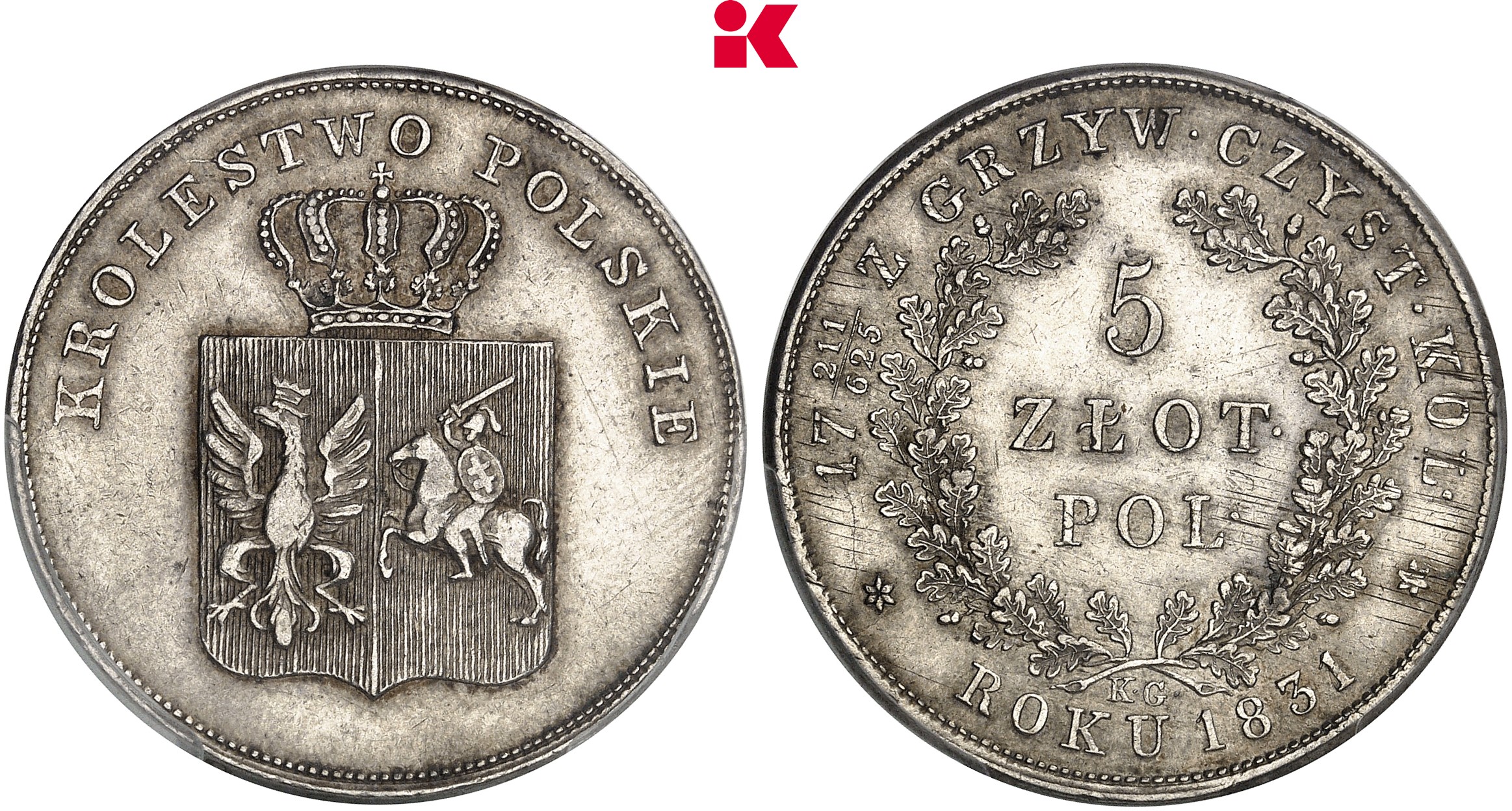 RUSSLAND KAISERREICH Nikolaus I., 1825-1855. 5 Zlotych 1831 KG, Warschau.