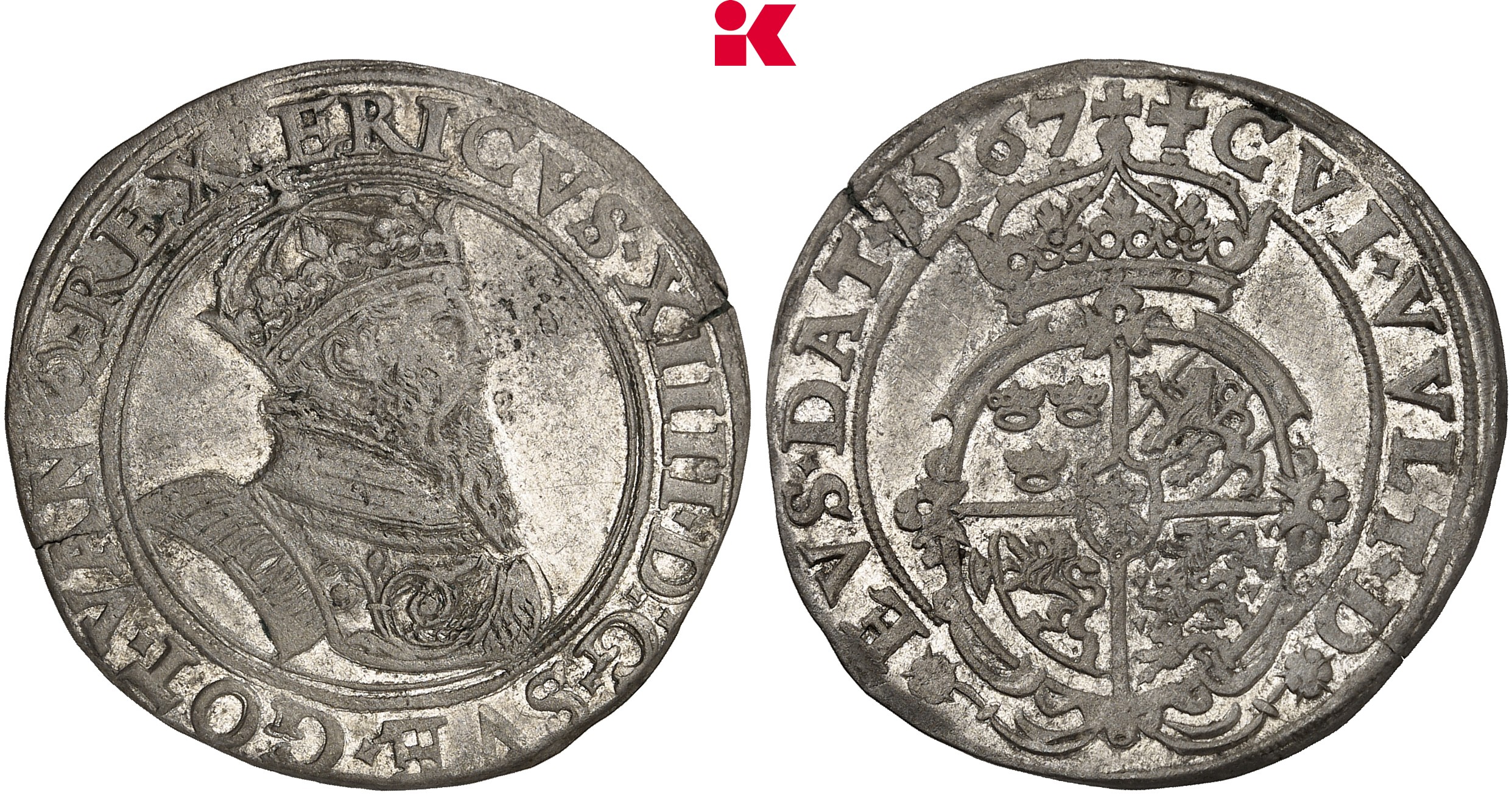 SCHWEDEN KÖNIGREICH Erik XIV., 1560-1568. Mark 1567, Stockholm.