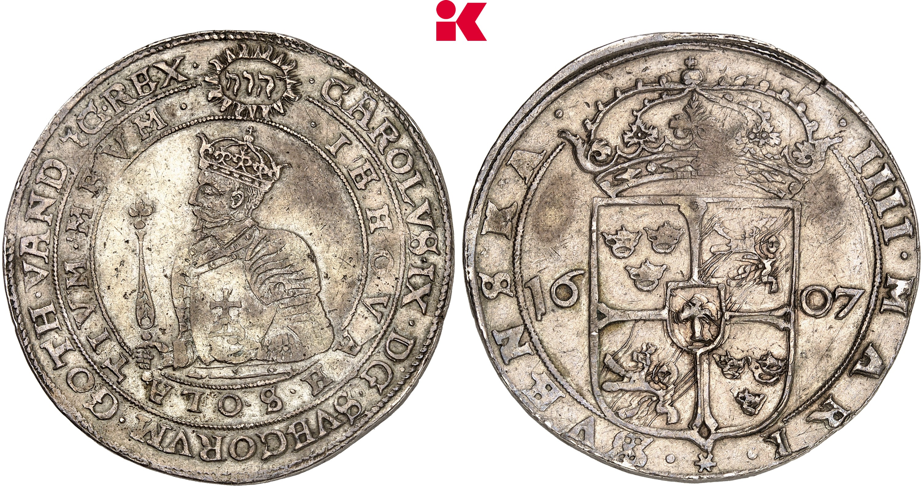 SCHWEDEN KÖNIGREICH Karl IX., (1560-) 1604-1611. 4 Mark 1607, Stockholm.