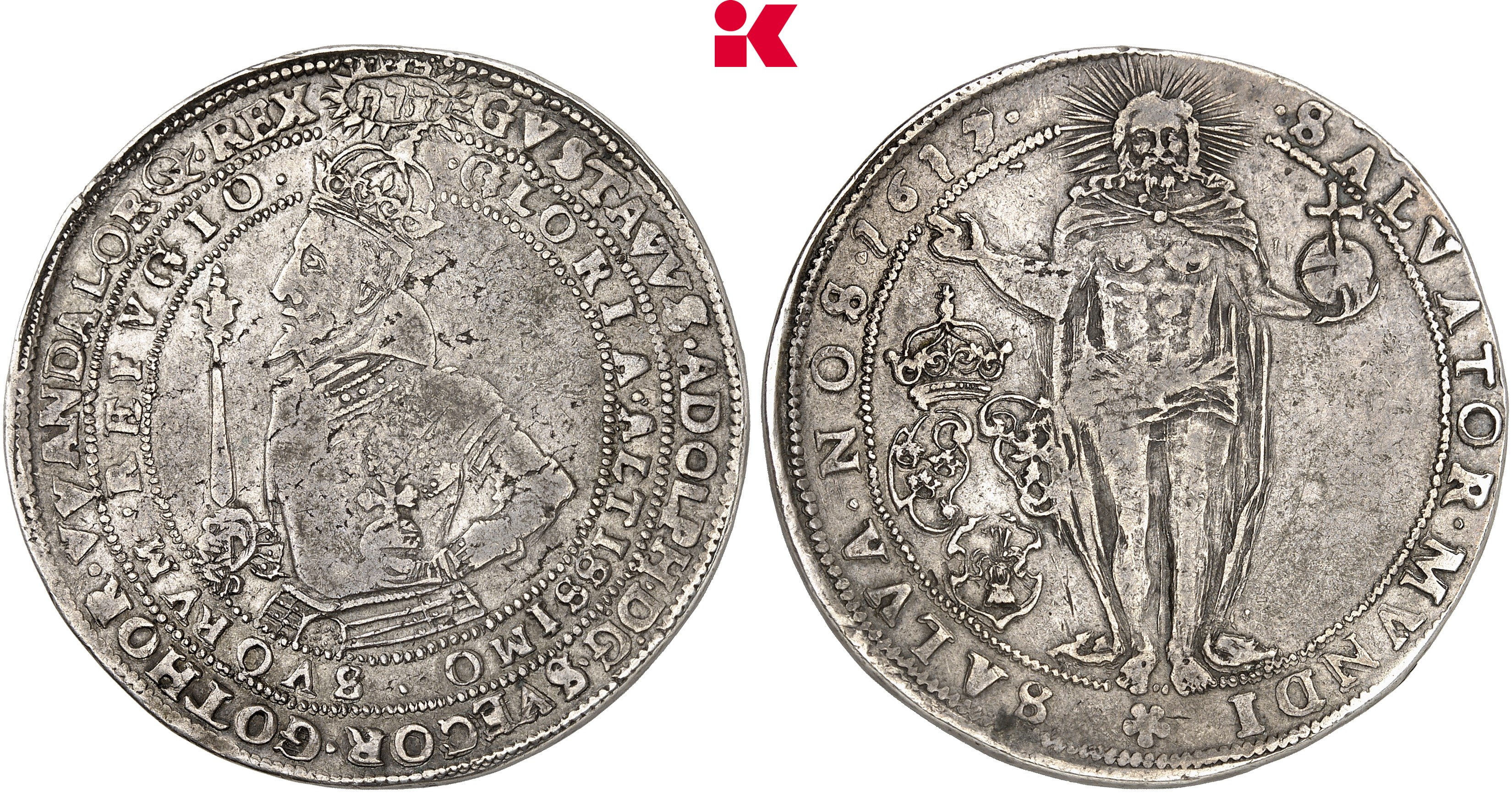 SCHWEDEN KÖNIGREICH Gustav II. Adolf, 1611-1632. Riksdaler 1617, Stockholm.